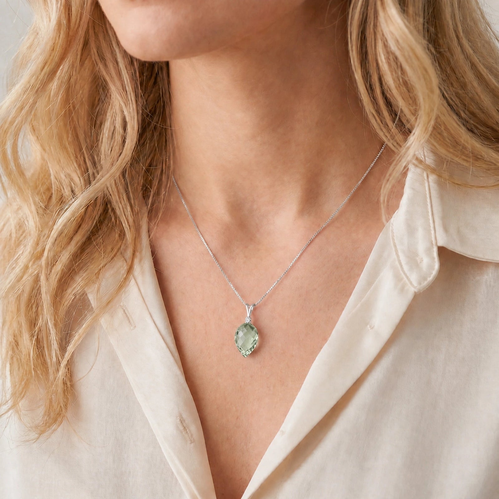 White Gold Pendant Necklace Ruby 10K — Ornella