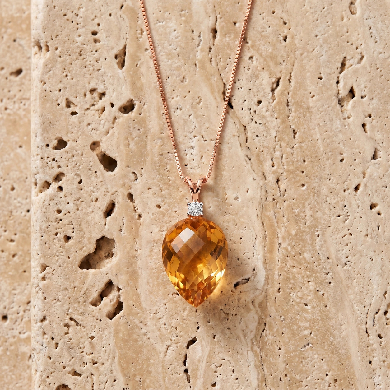 Rose Gold Pendant Necklace Sapphire 10K — Ornella