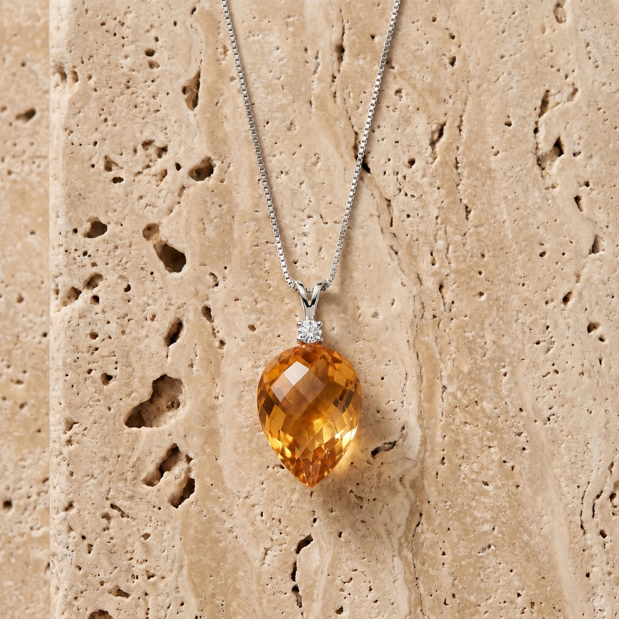 White Gold Pendant Necklace Sapphire 10K — Ornella