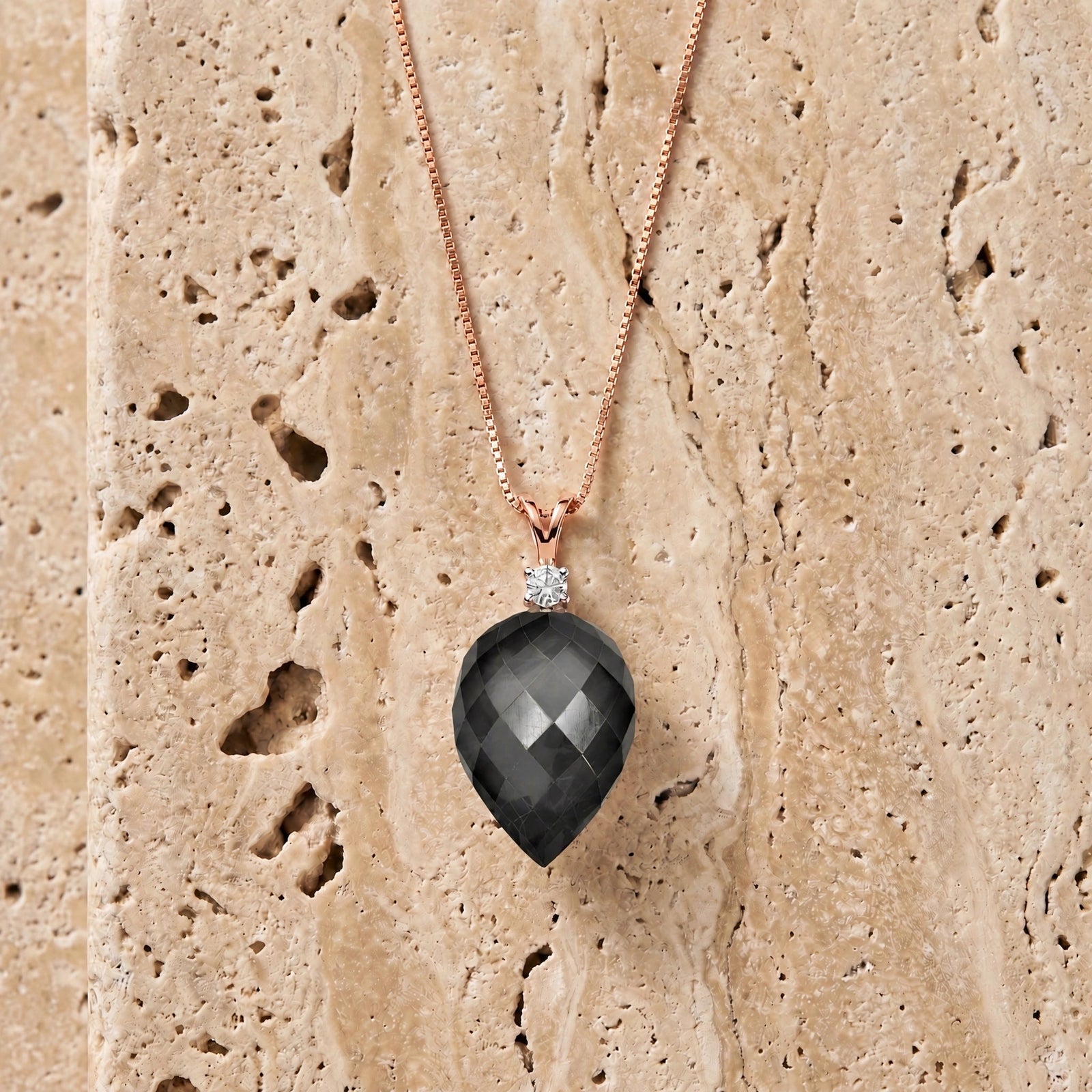 Rose Gold Pendant Necklace White Topaz 10K — Ornella