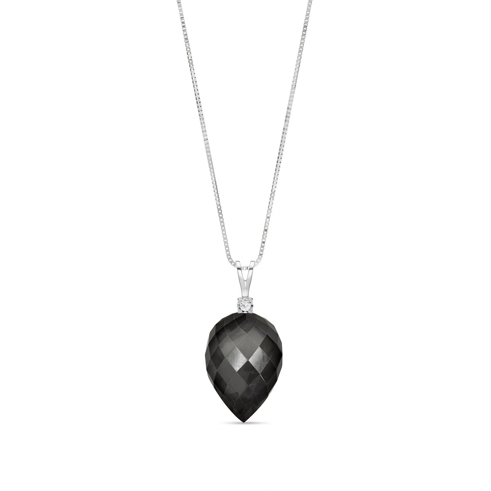 White Gold Pendant Necklace White Topaz 10K — Ornella