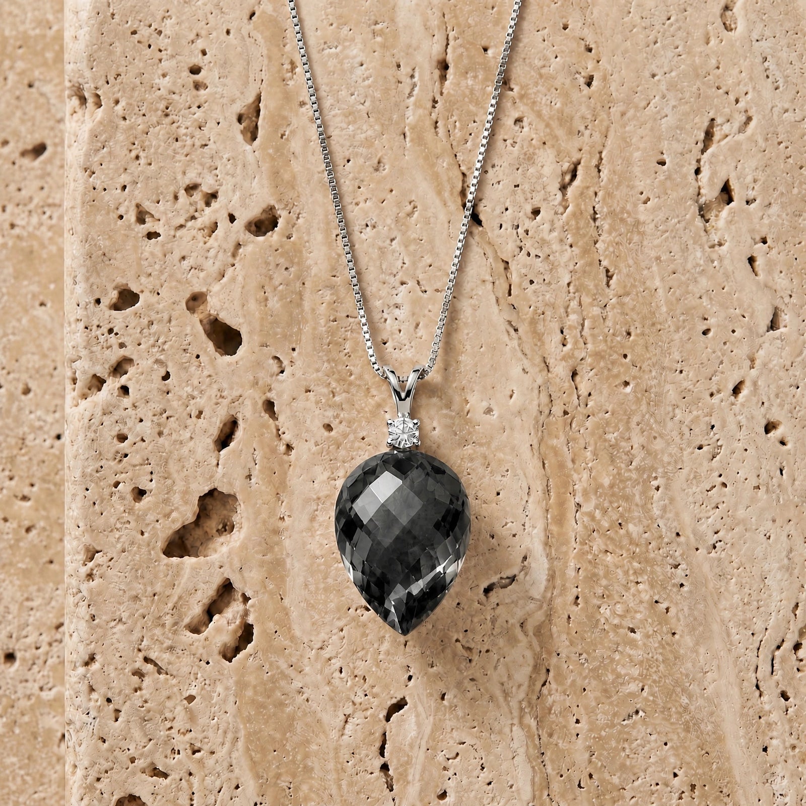 White Gold Pendant Necklace White Topaz 10K — Ornella