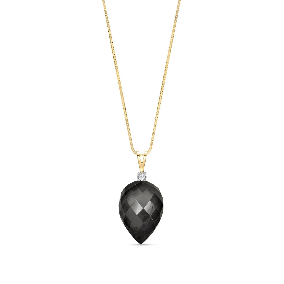 Yellow Gold Pendant Necklace White Topaz 10K — Ornella