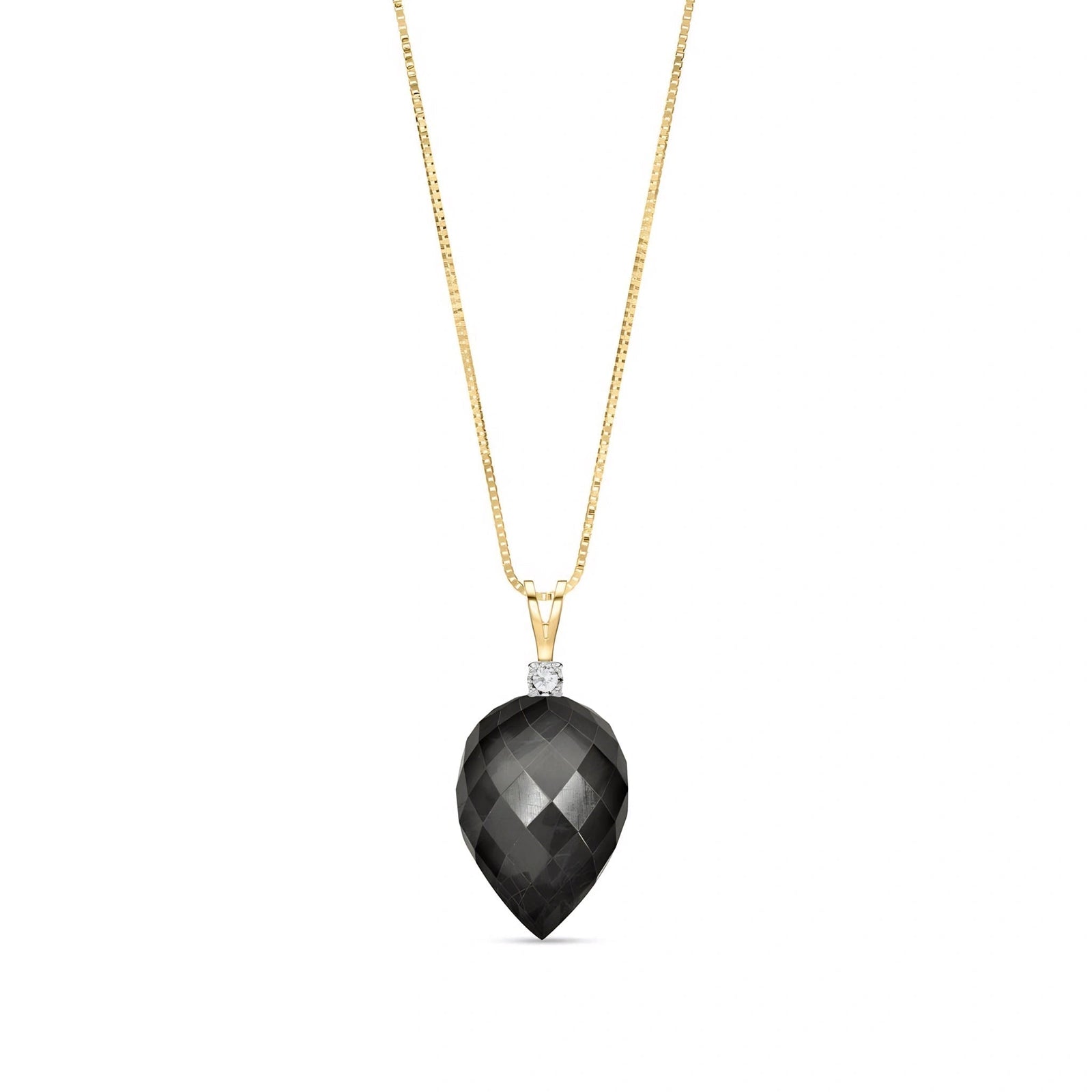 Yellow Gold Pendant Necklace White Topaz 10K — Ornella