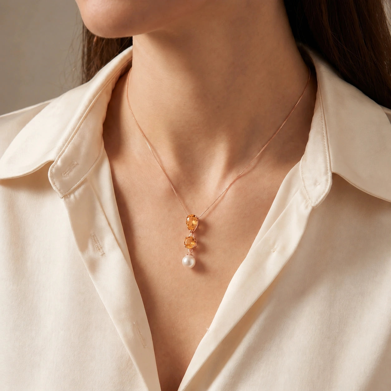 Rose Gold Atelier Necklace Citrine 10K — Domitilla