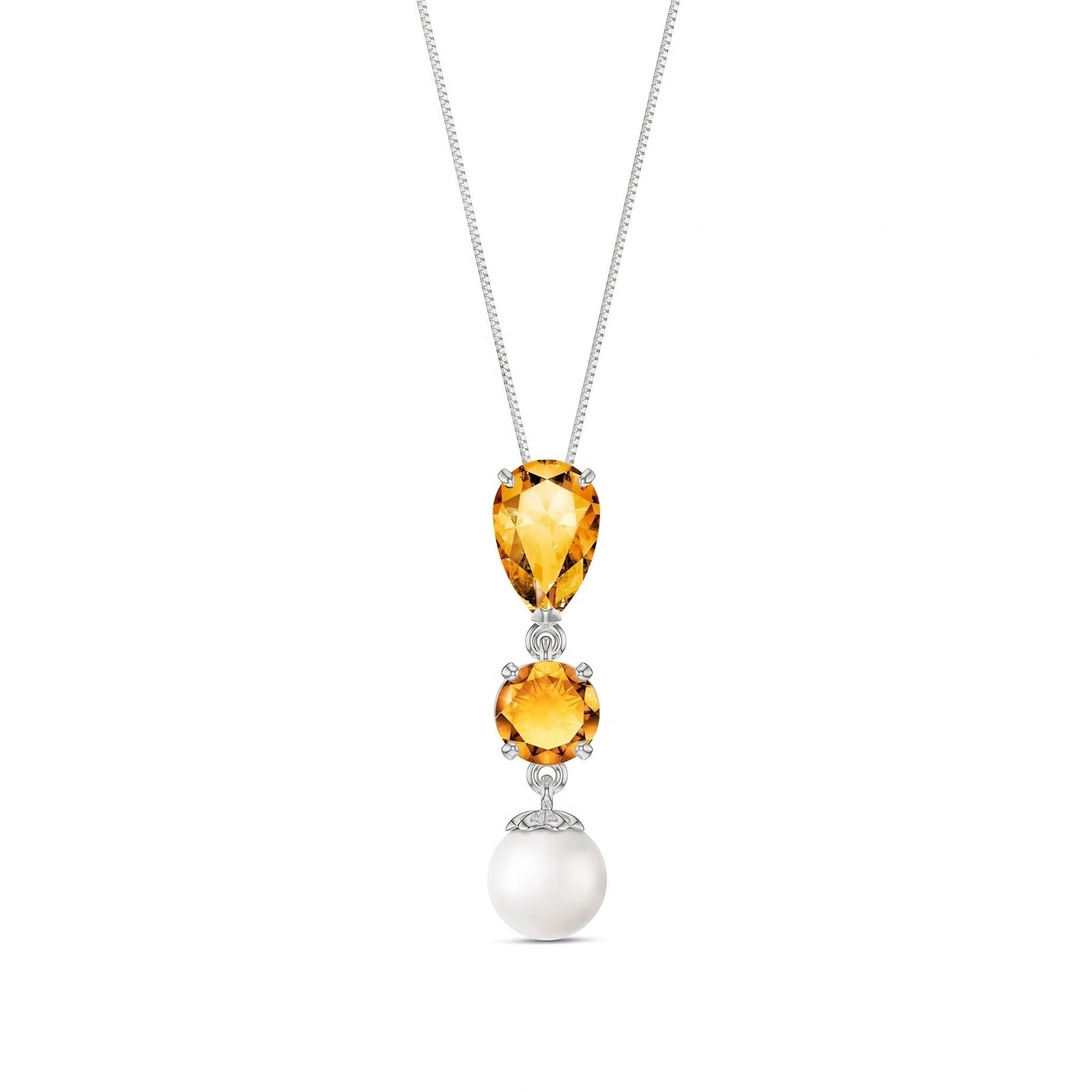 White Gold Atelier Necklace Citrine 10K — Domitilla