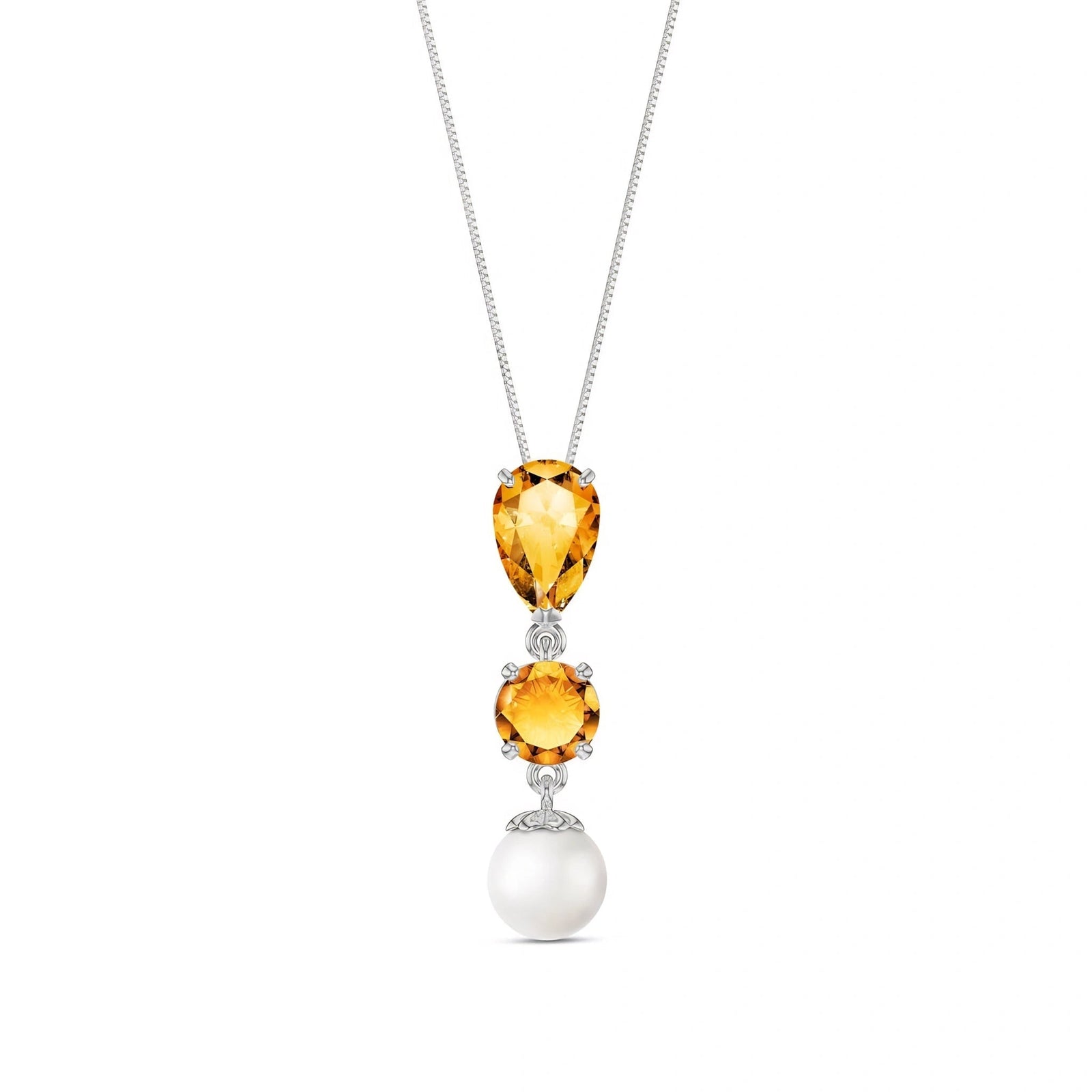 White Gold Atelier Necklace Citrine 10K — Domitilla