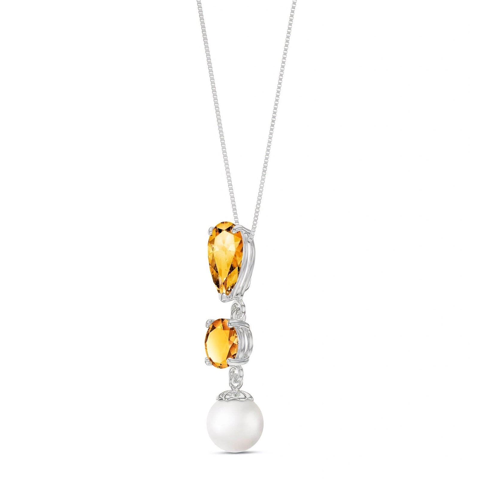 White Gold Atelier Necklace Citrine 10K — Domitilla