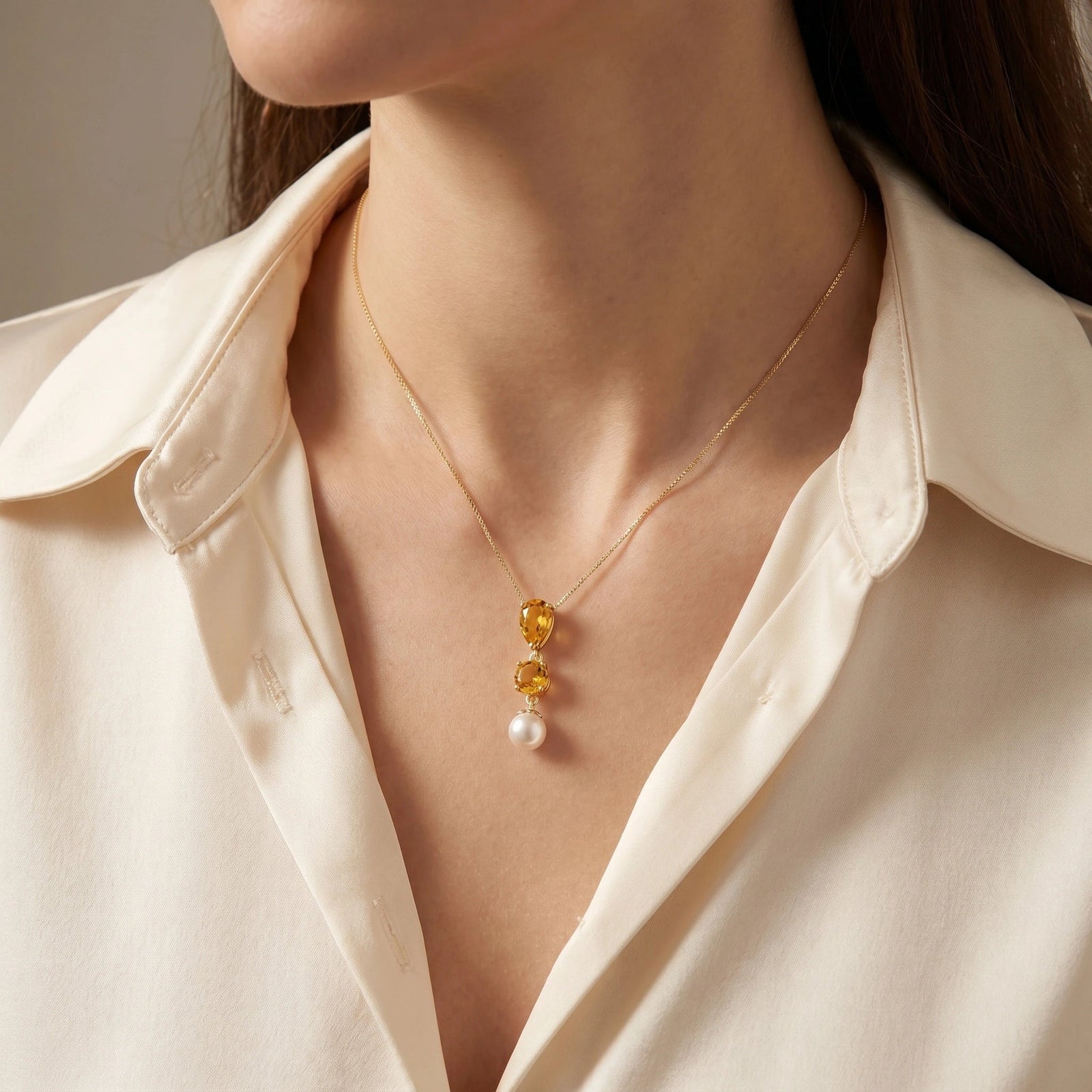 Yellow Gold Atelier Necklace Citrine 10K — Domitilla