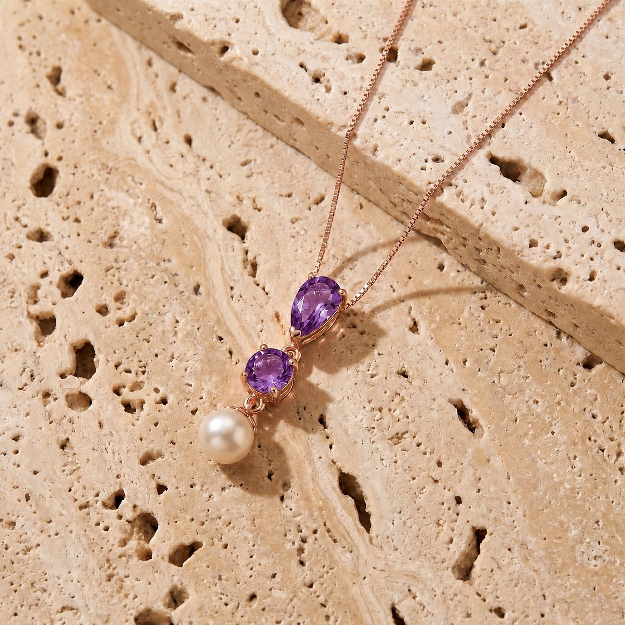 Rose Gold Atelier Necklace Amethyst 10K — Domitilla
