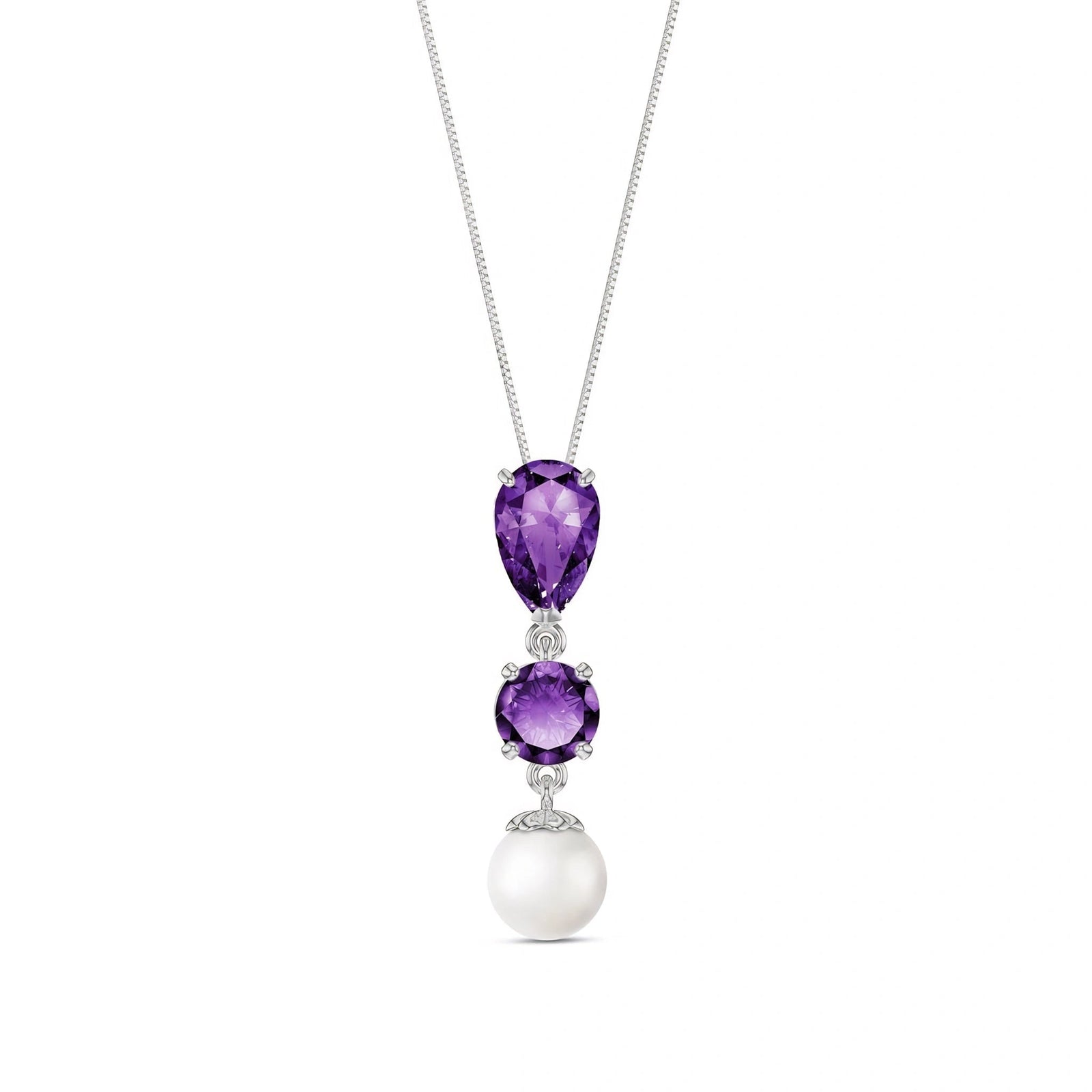 White Gold Atelier Necklace Amethyst 10K — Domitilla