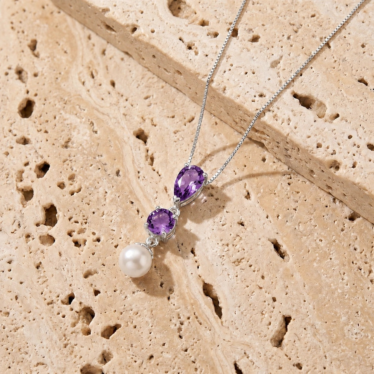 White Gold Atelier Necklace Amethyst 10K — Domitilla