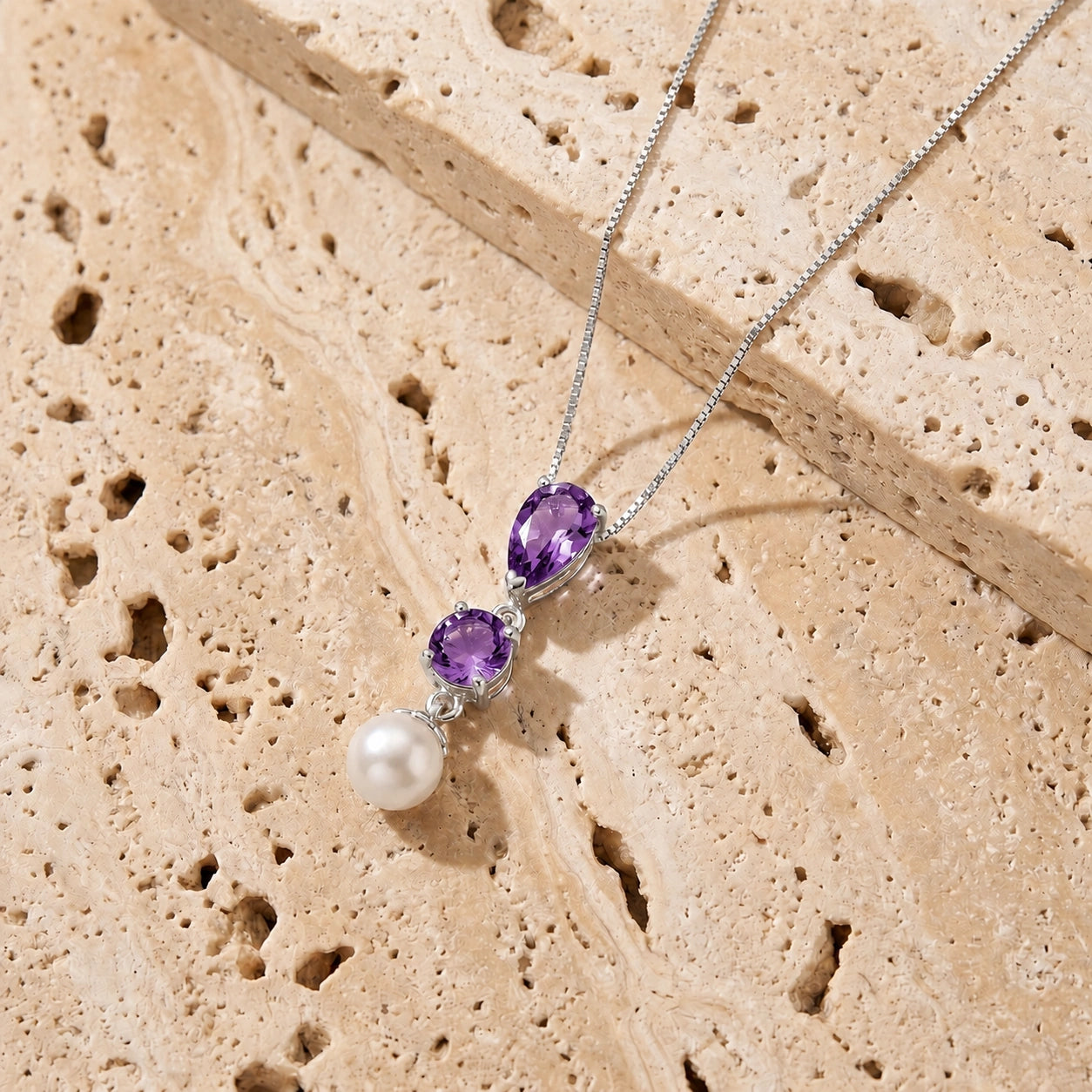 White Gold Atelier Necklace Amethyst 10K — Domitilla