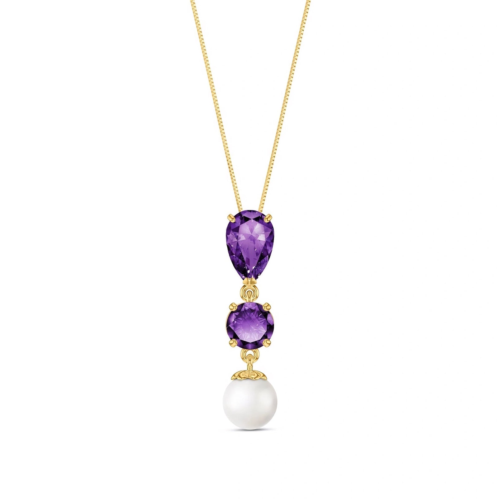 Yellow Gold Atelier Necklace Amethyst 10K — Domitilla