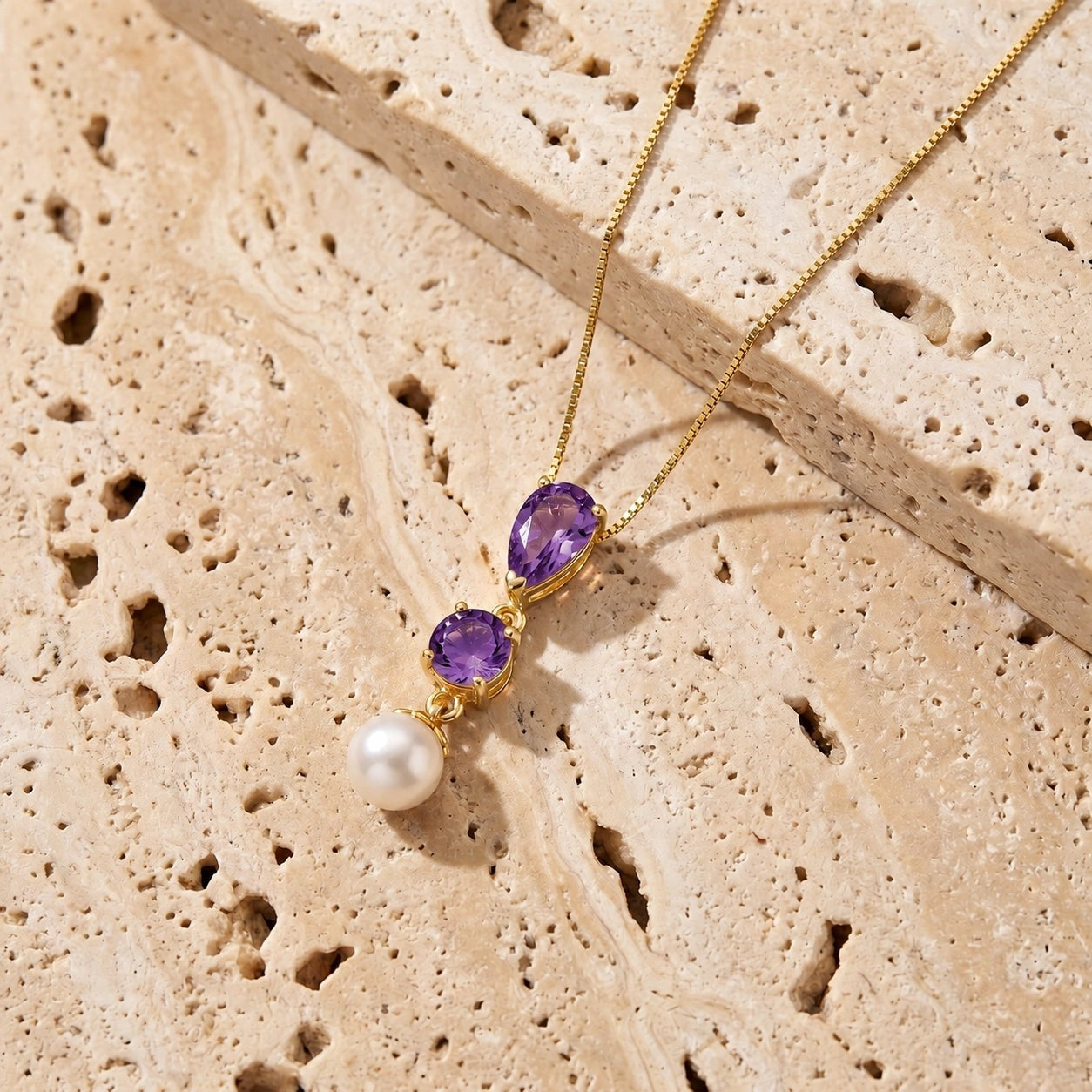 Yellow Gold Atelier Necklace Amethyst 10K — Domitilla