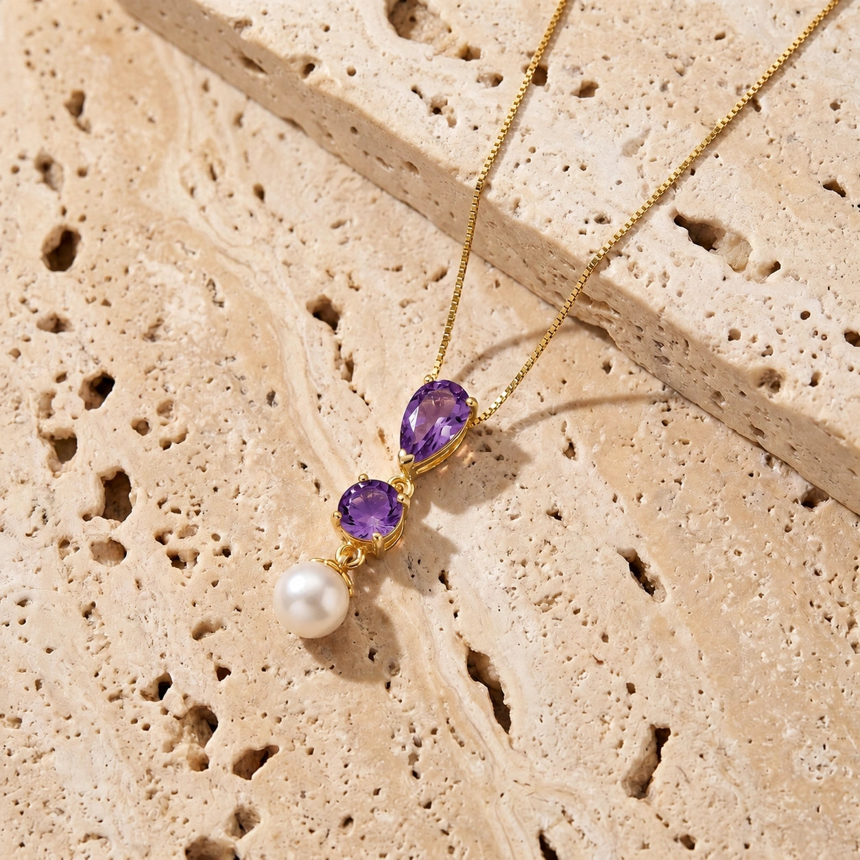 Yellow Gold Atelier Necklace Amethyst 10K — Domitilla