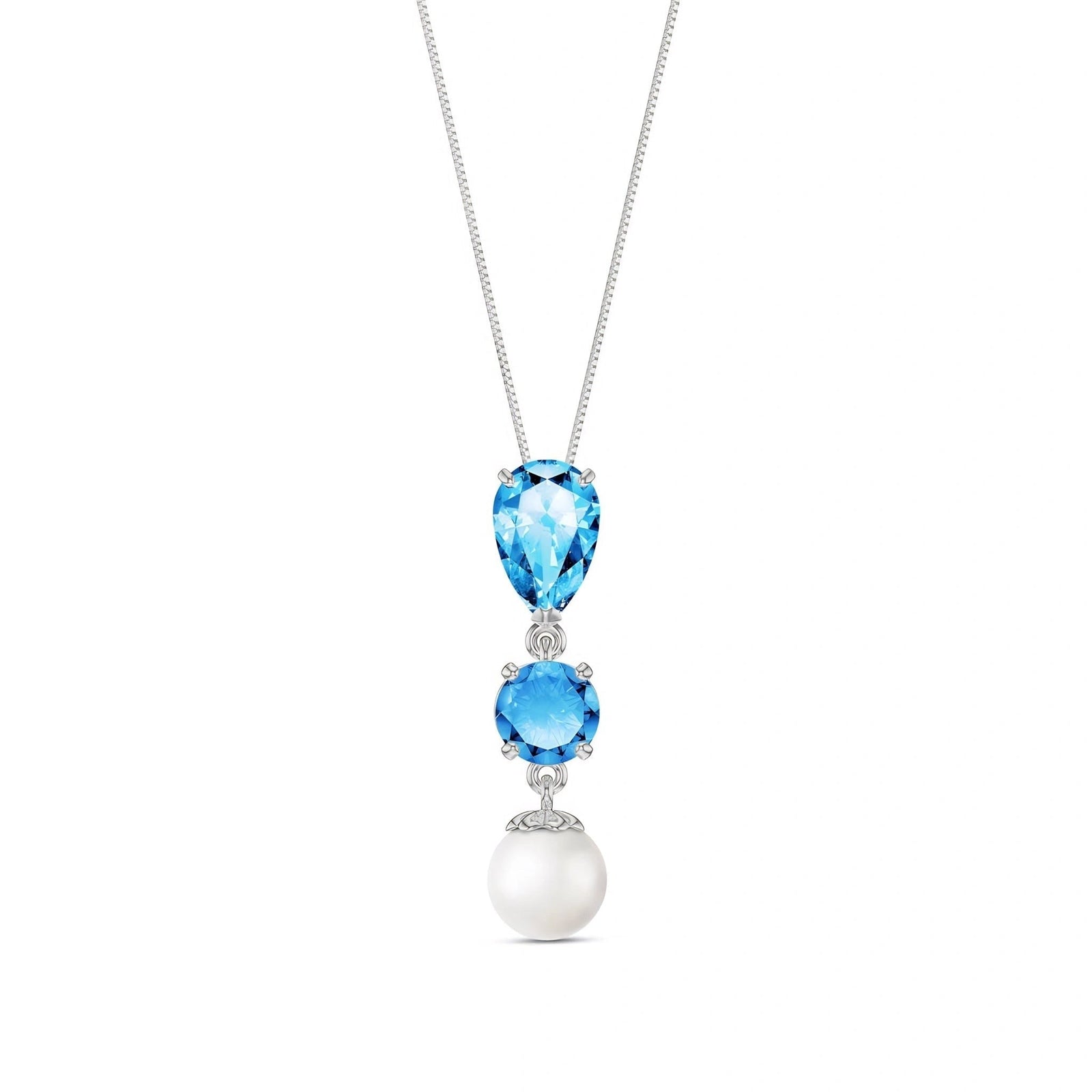 White Gold Atelier Necklace Blue Topaz 10K — Domitilla