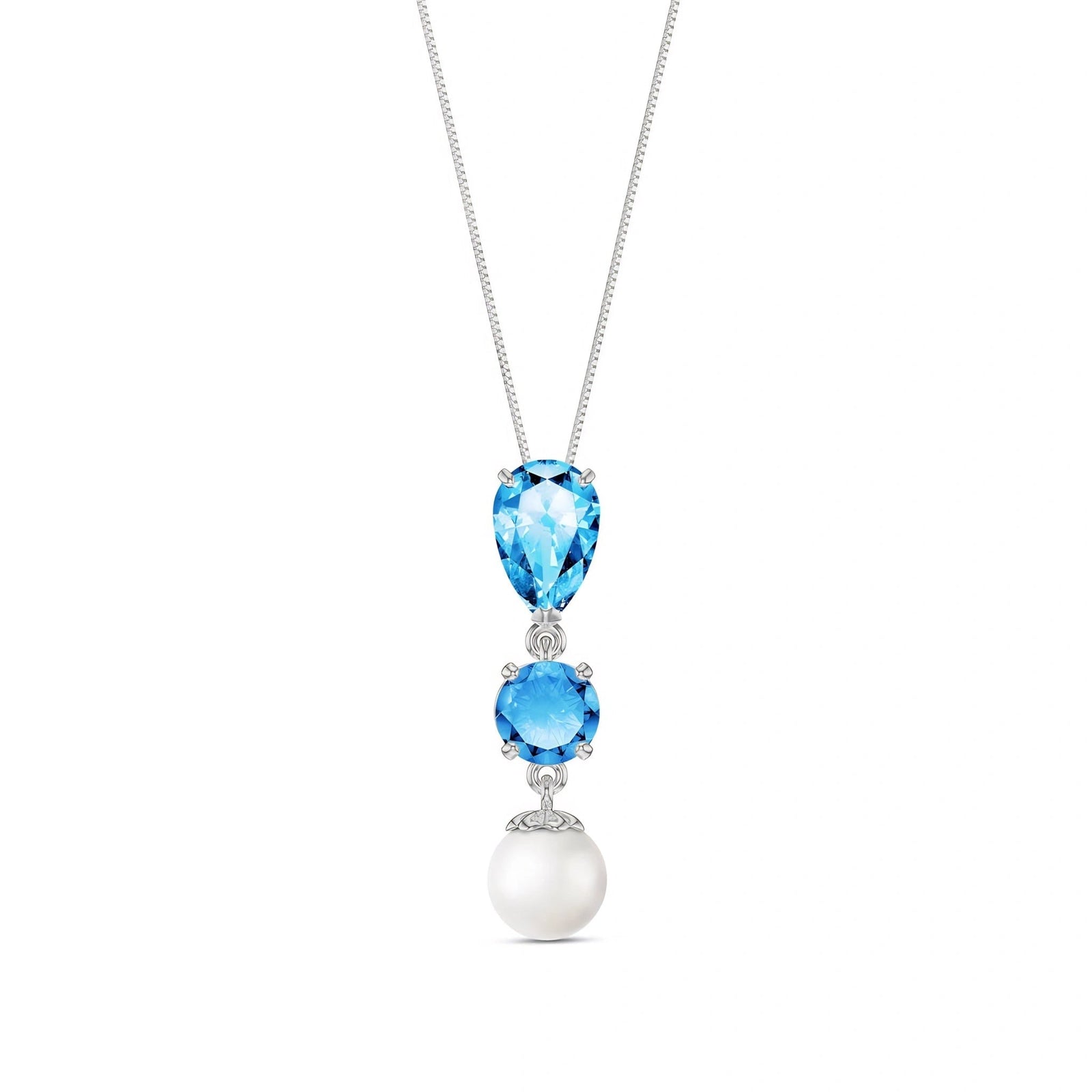 White Gold Atelier Necklace Blue Topaz 10K — Domitilla