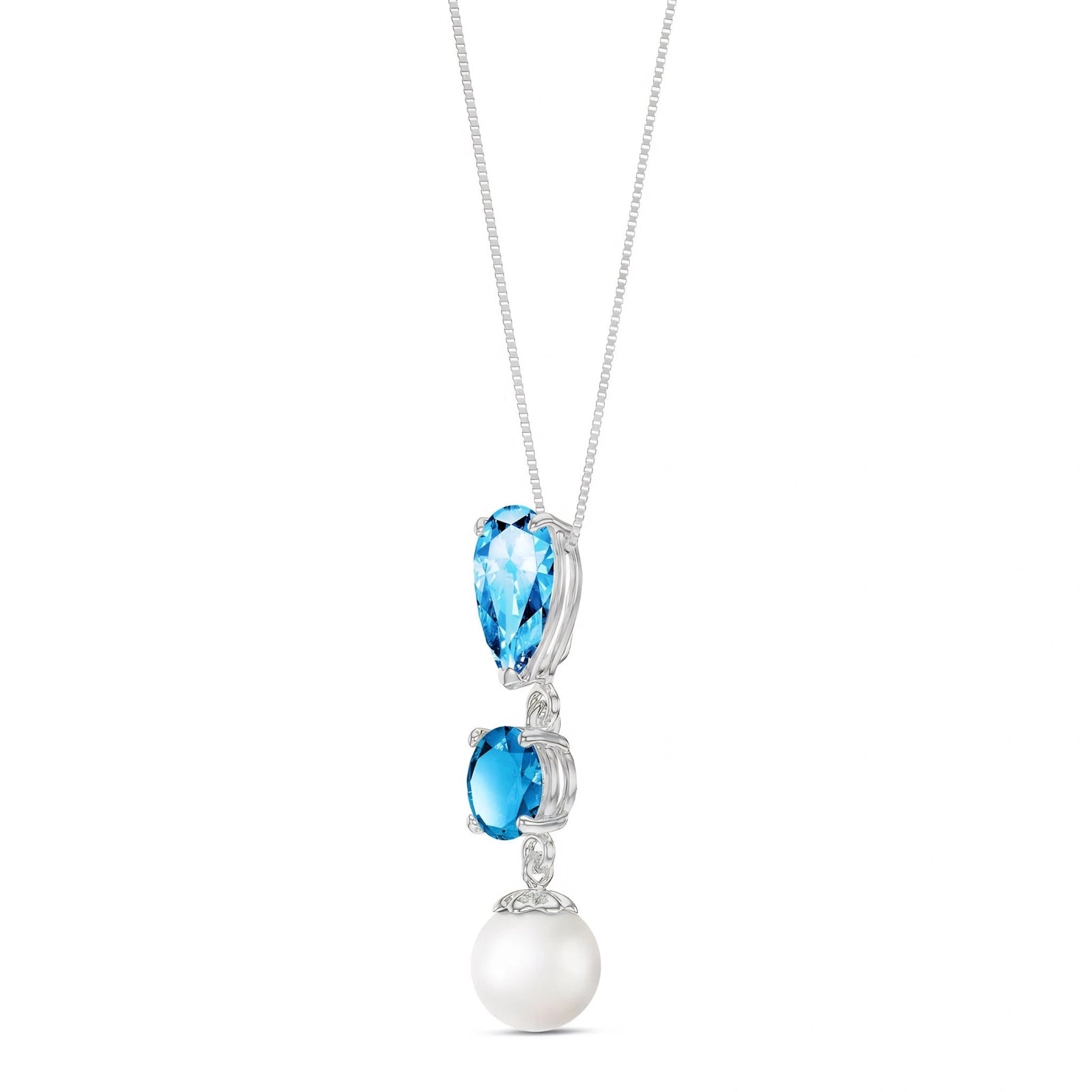 White Gold Atelier Necklace Blue Topaz 10K — Domitilla