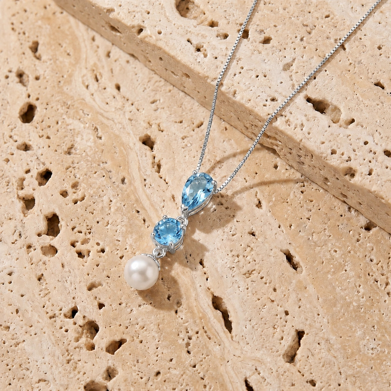 White Gold Atelier Necklace Blue Topaz 10K — Domitilla
