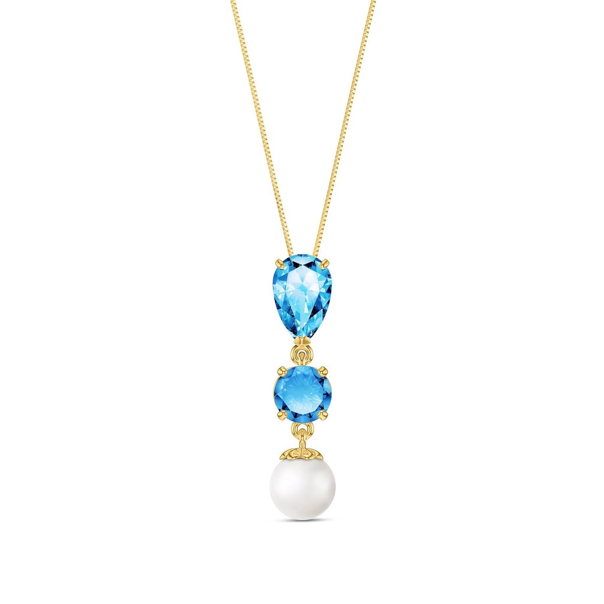 Yellow Gold Atelier Necklace Blue Topaz 10K — Domitilla