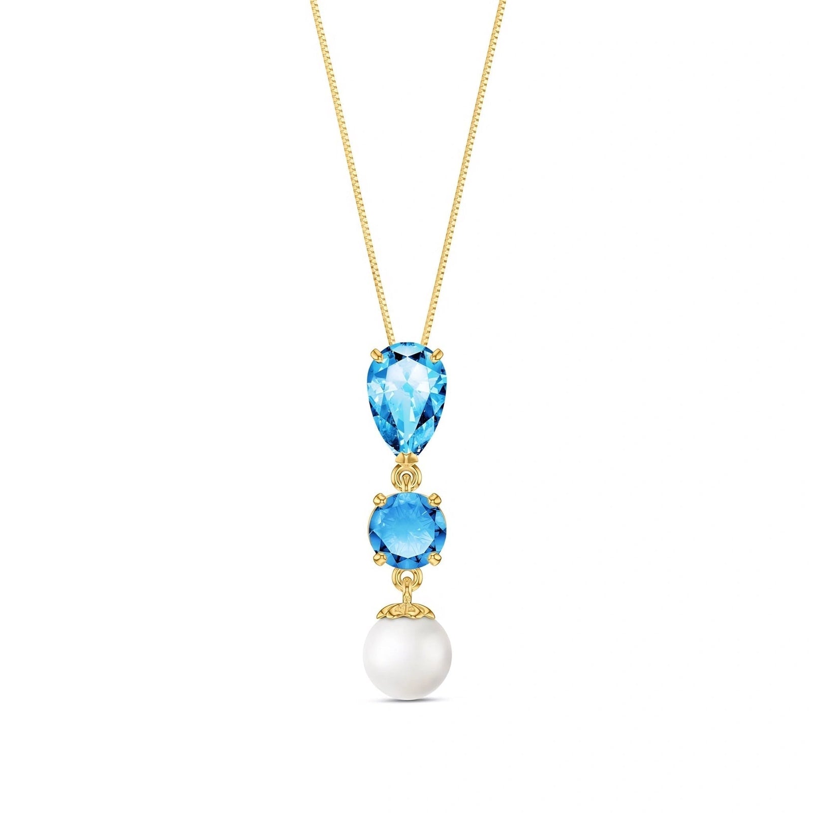 Yellow Gold Atelier Necklace Blue Topaz 10K — Domitilla