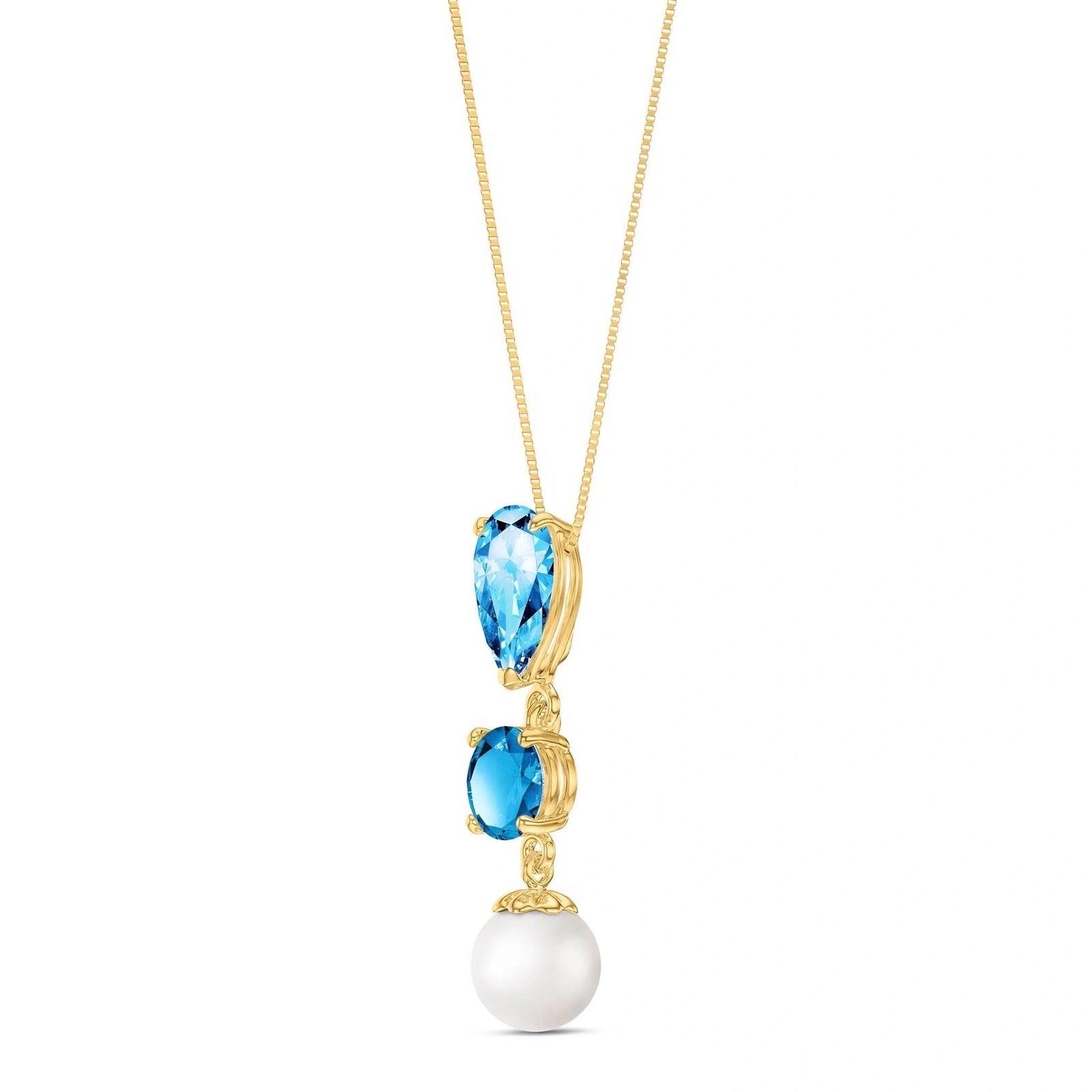 Yellow Gold Atelier Necklace Blue Topaz 10K — Domitilla