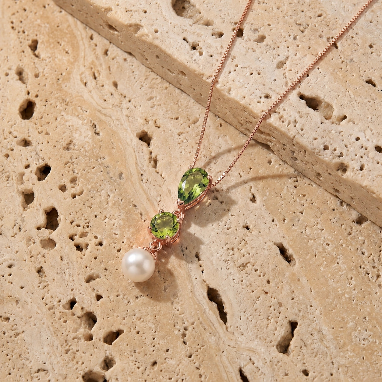 Rose Gold Atelier Necklace Peridot 10K — Domitilla