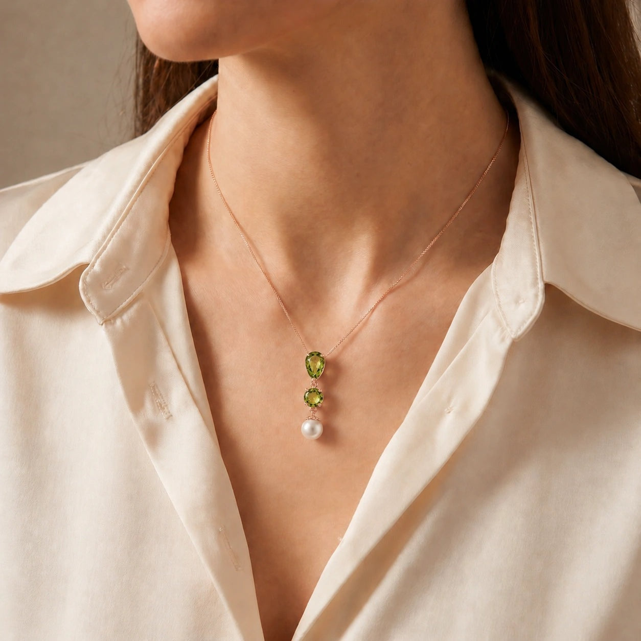 Rose Gold Atelier Necklace Peridot 10K — Domitilla