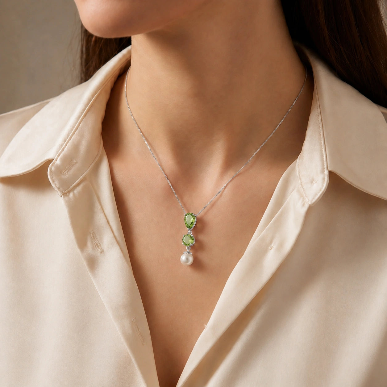 White Gold Atelier Necklace Peridot 10K — Domitilla