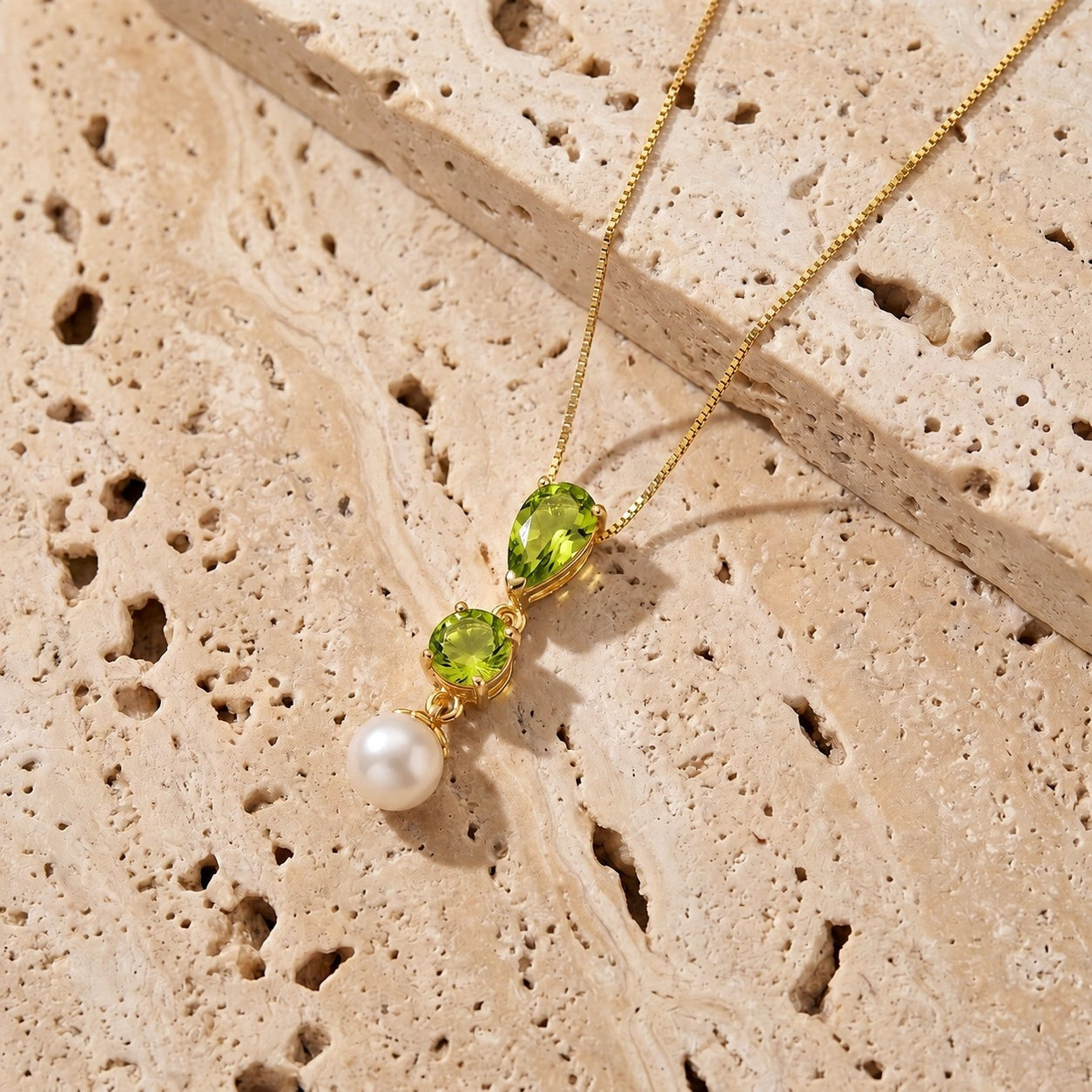 Yellow Gold Atelier Necklace Peridot 10K — Domitilla