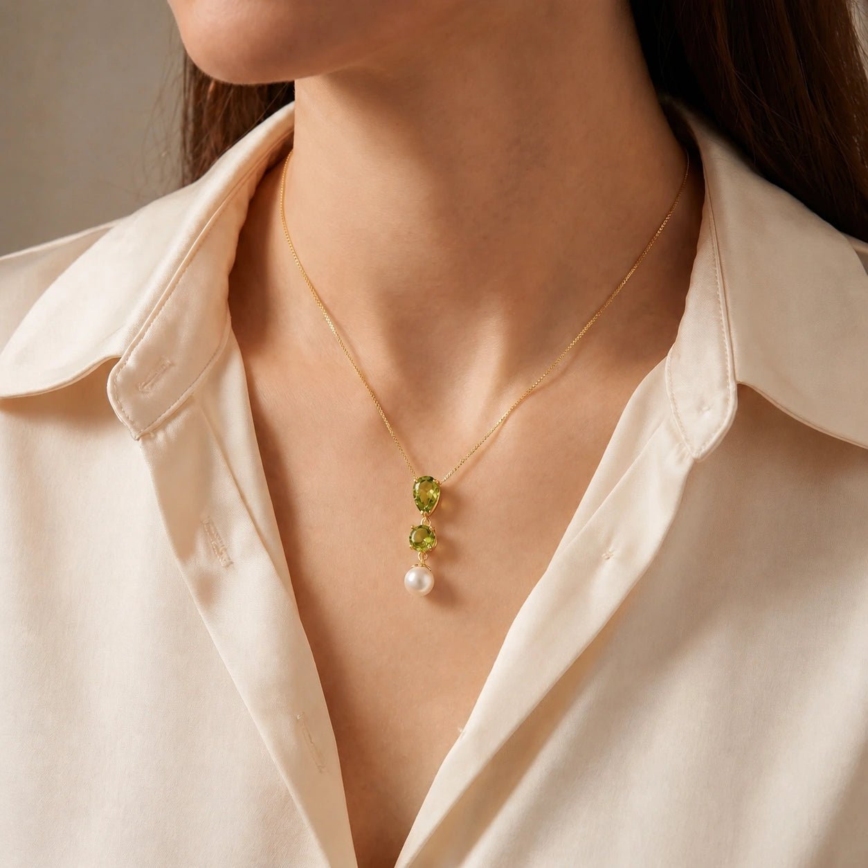 Yellow Gold Atelier Necklace Peridot 10K — Domitilla