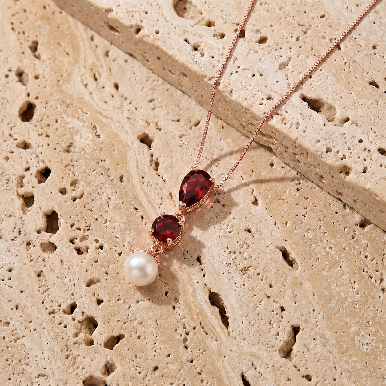 Rose Gold Atelier Necklace Garnet 10K — Domitilla