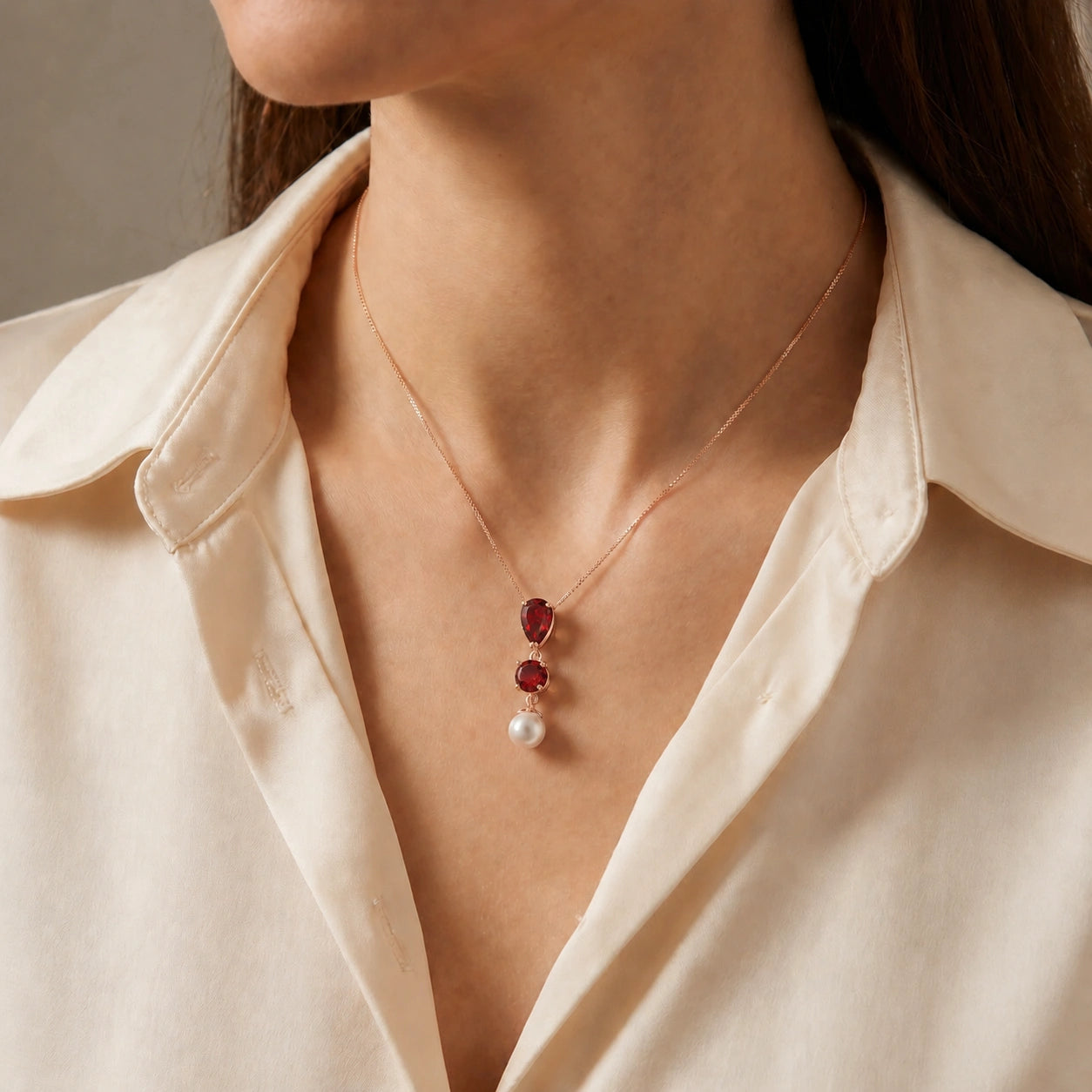 Rose Gold Atelier Necklace Garnet 10K — Domitilla