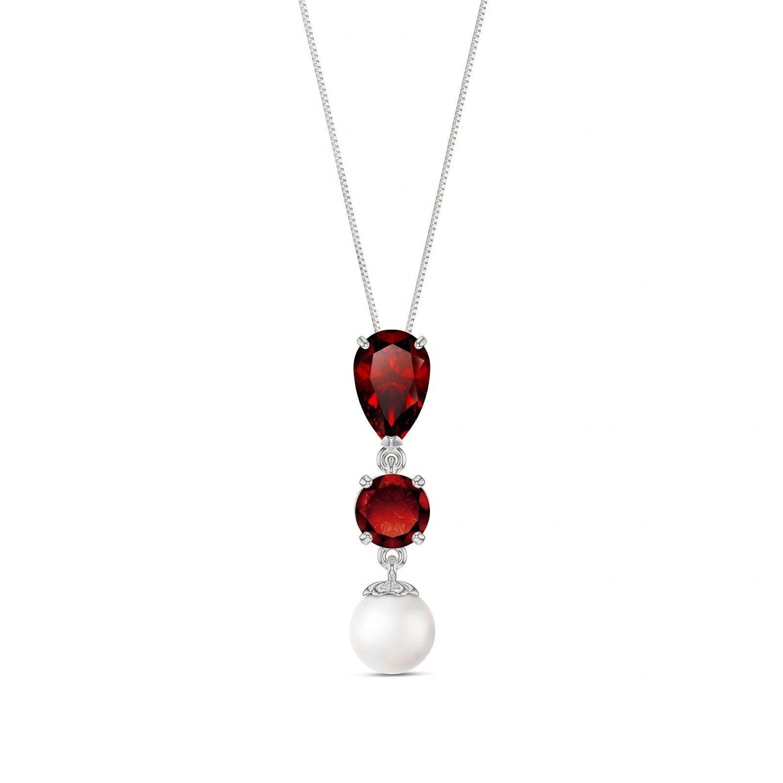 White Gold Atelier Necklace Garnet 10K — Domitilla