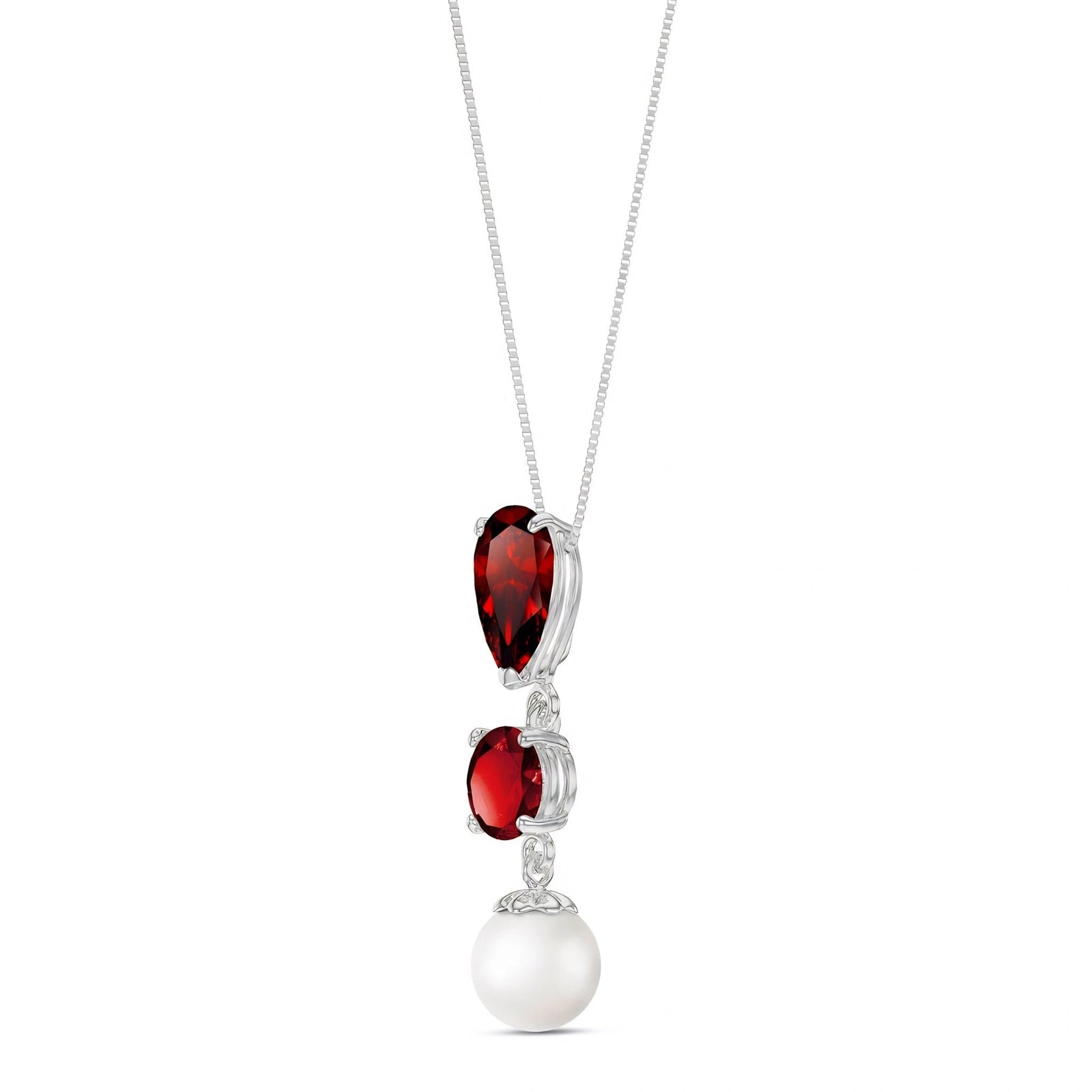 White Gold Atelier Necklace Garnet 10K — Domitilla