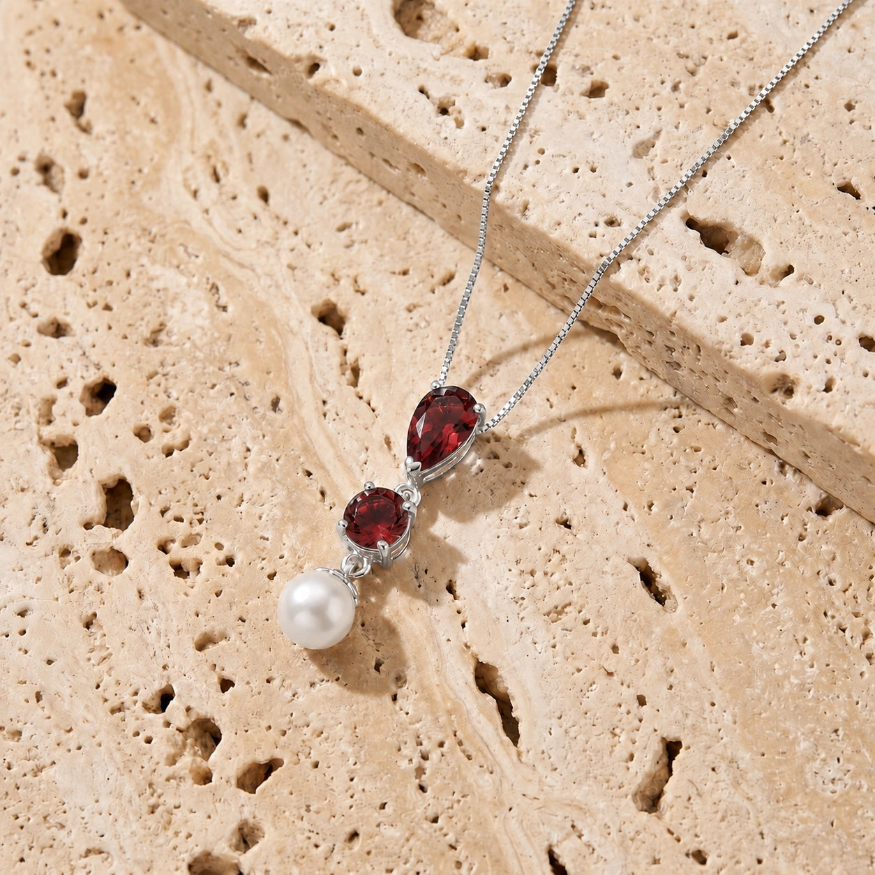 White Gold Atelier Necklace Garnet 10K — Domitilla