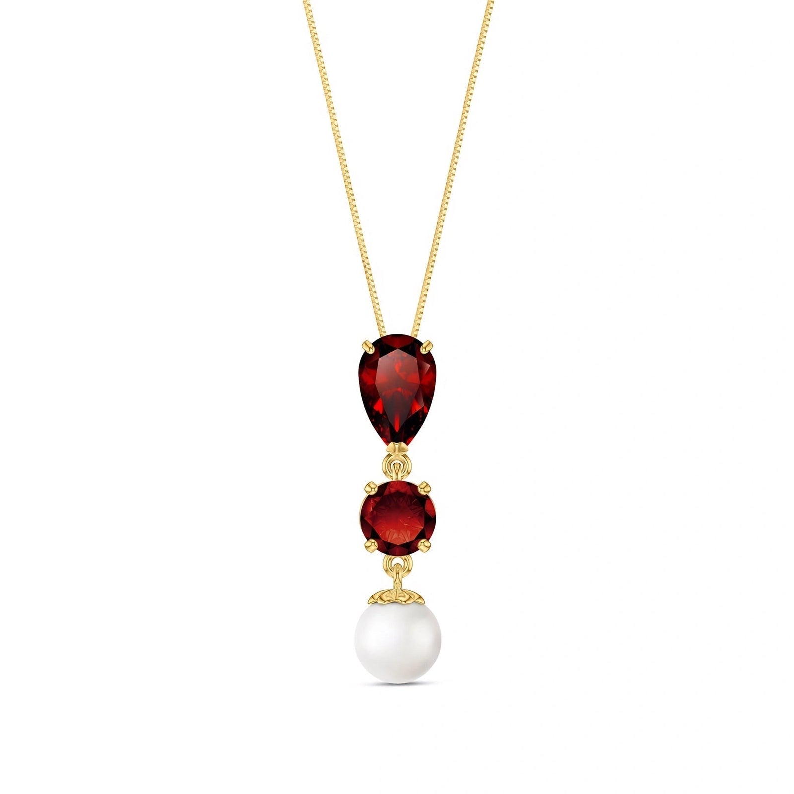 Yellow Gold Atelier Necklace Garnet 10K — Domitilla
