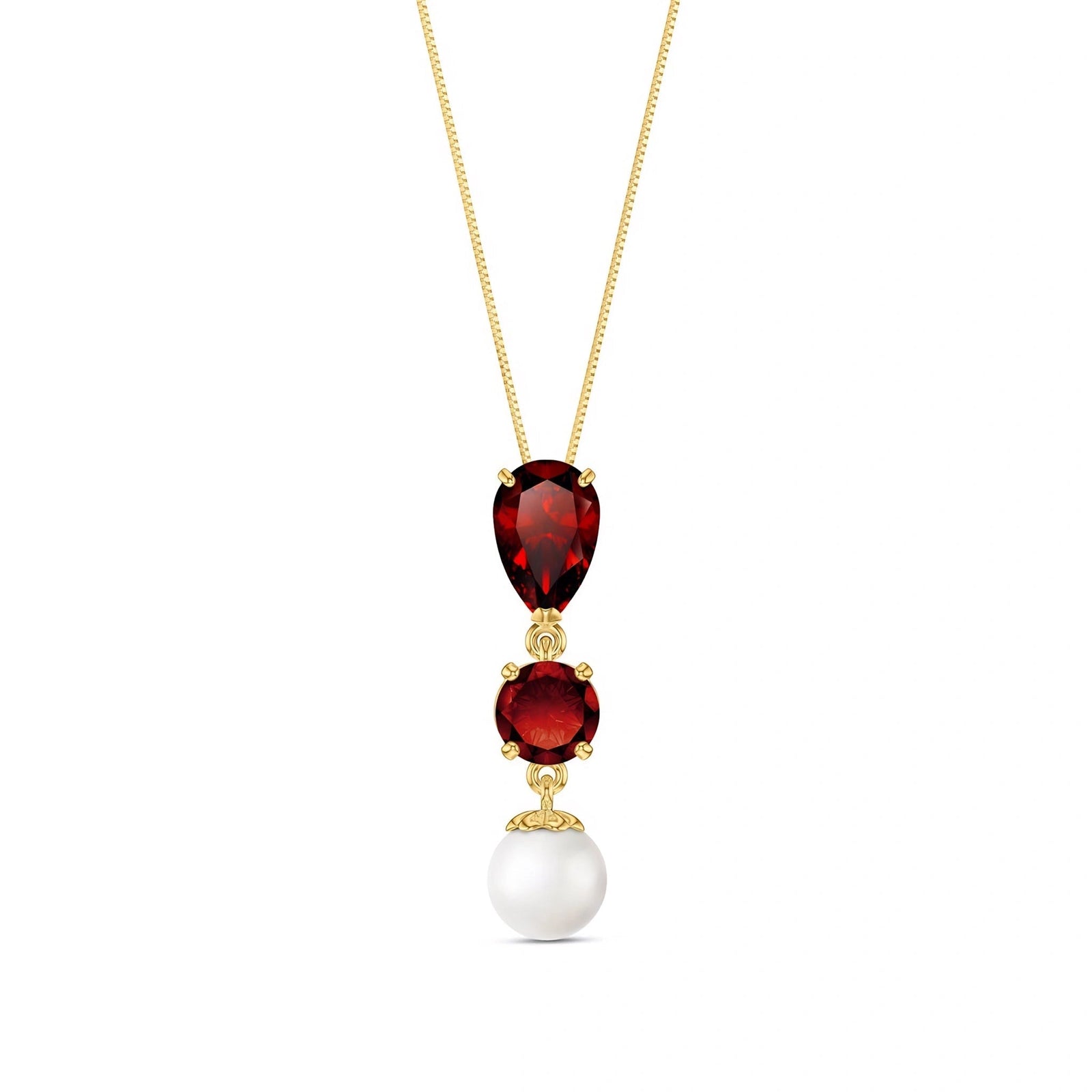 Yellow Gold Atelier Necklace Garnet 10K — Domitilla