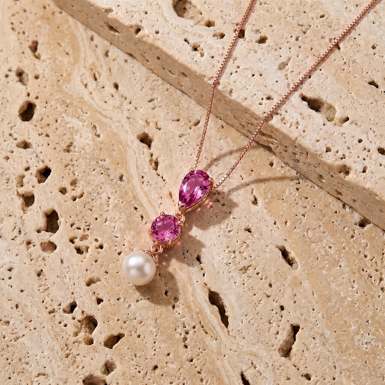 Rose Gold Atelier Necklace Pink Topaz 10K — Domitilla