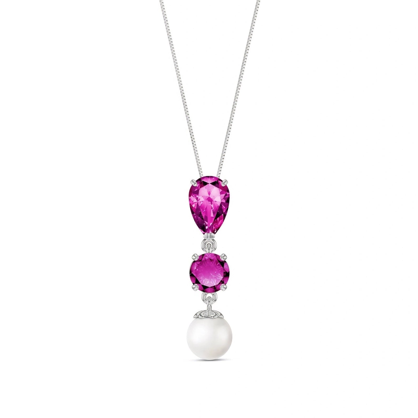 White Gold Atelier Necklace Pink Topaz 10K — Domitilla
