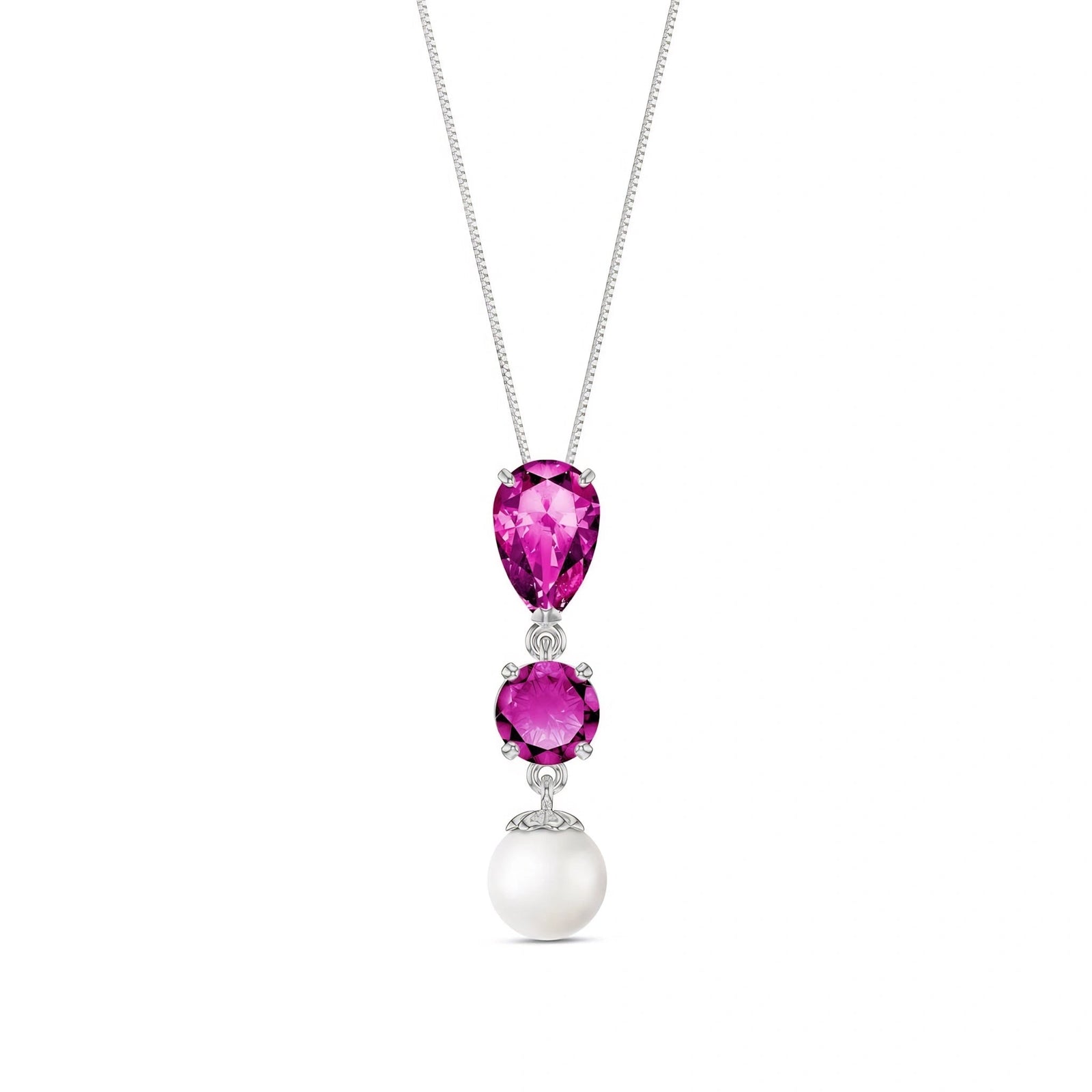 White Gold Atelier Necklace Pink Topaz 10K — Domitilla