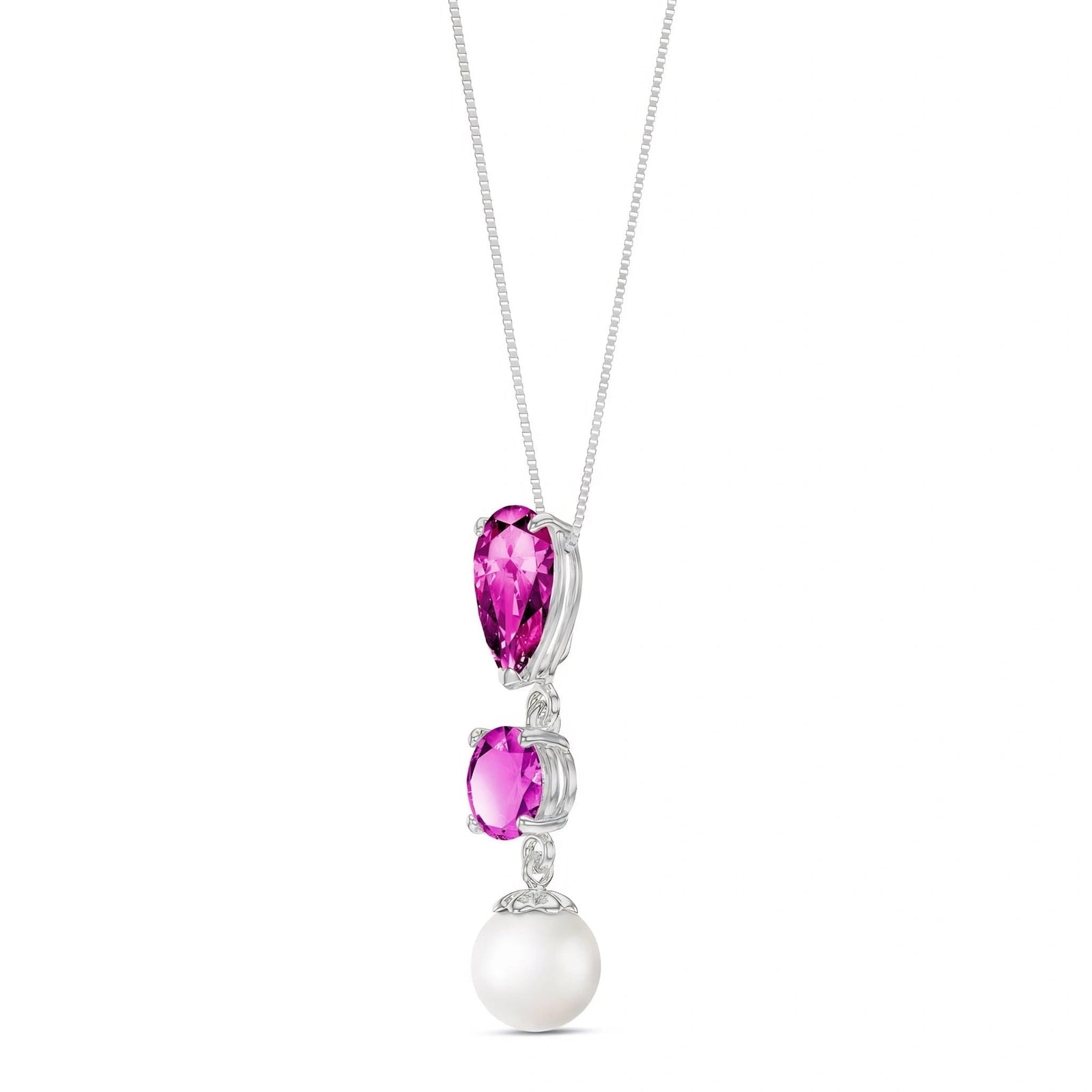 White Gold Atelier Necklace Pink Topaz 10K — Domitilla
