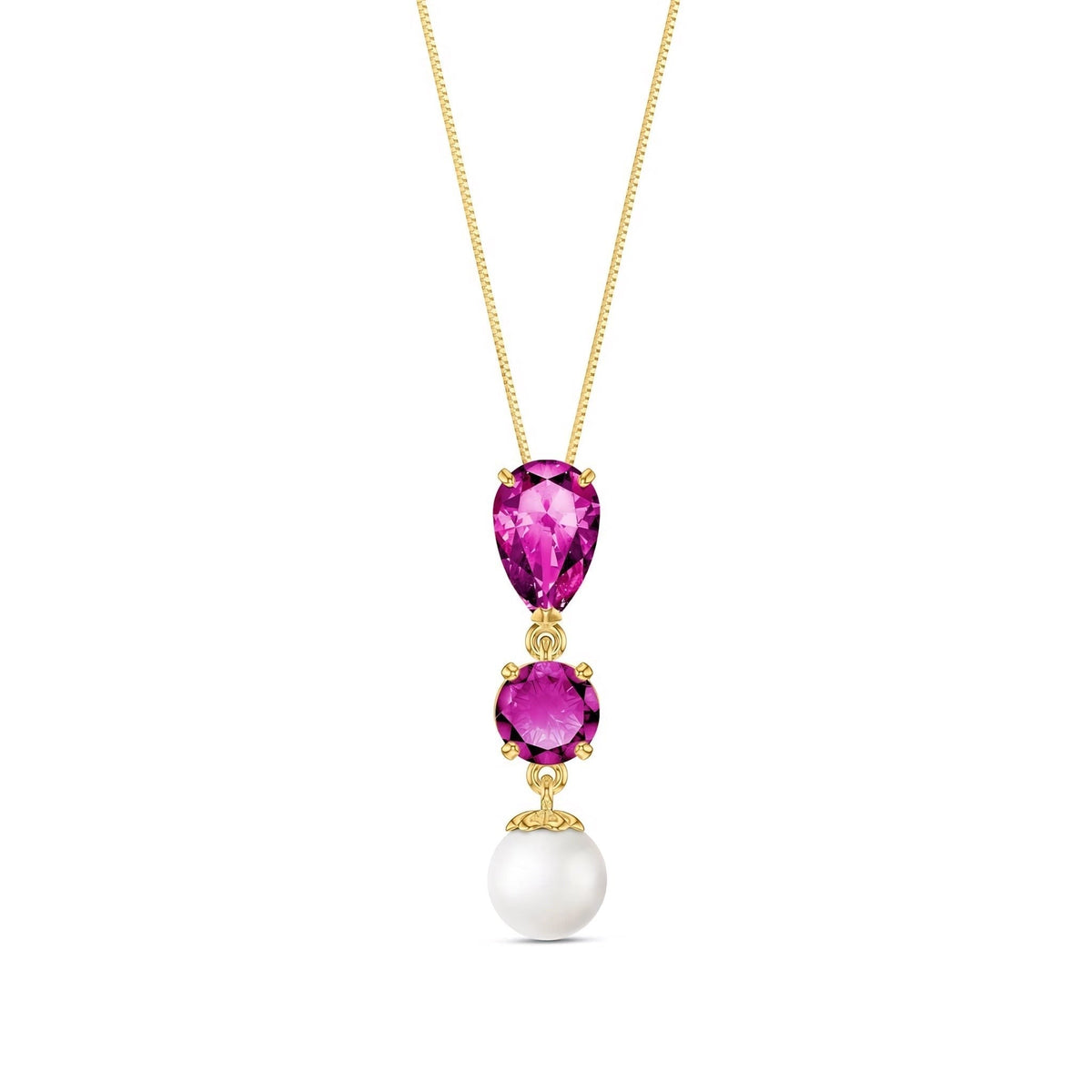 Yellow Gold Atelier Necklace Pink Topaz 10K — Domitilla