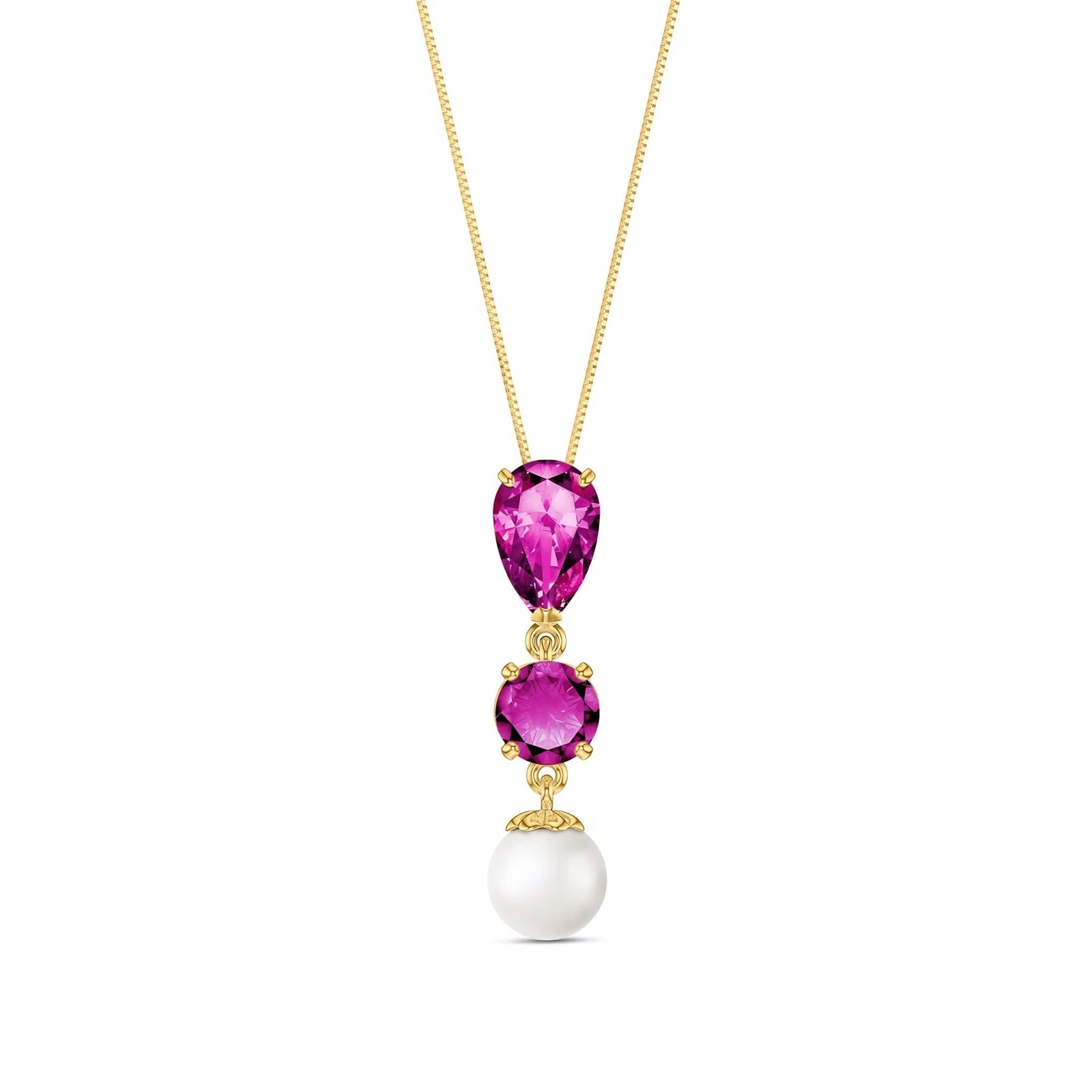 Yellow Gold Atelier Necklace Pink Topaz 10K — Domitilla