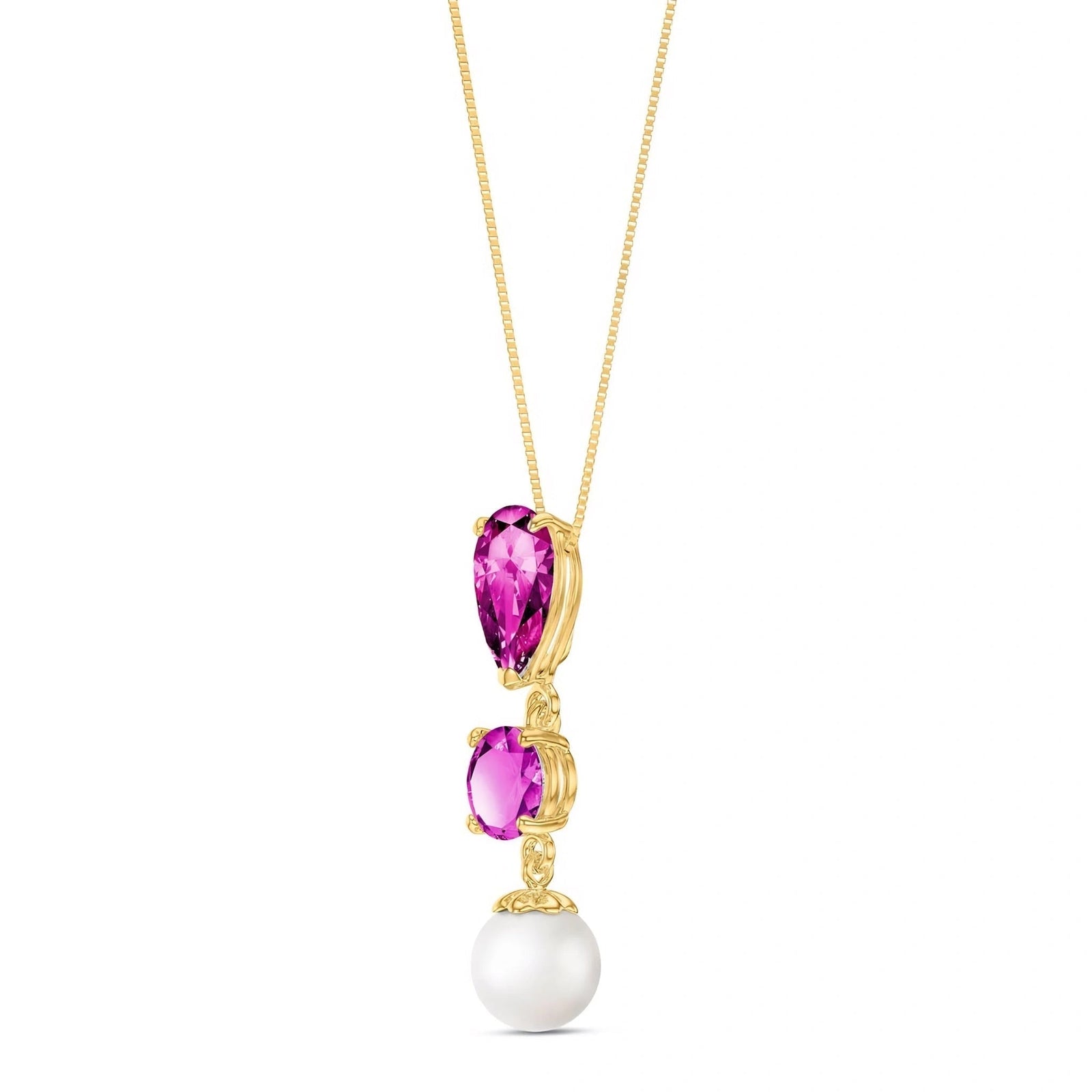 Yellow Gold Atelier Necklace Pink Topaz 10K — Domitilla