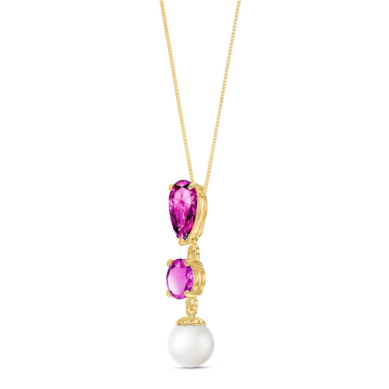 Yellow Gold Atelier Necklace Pink Topaz 10K — Domitilla