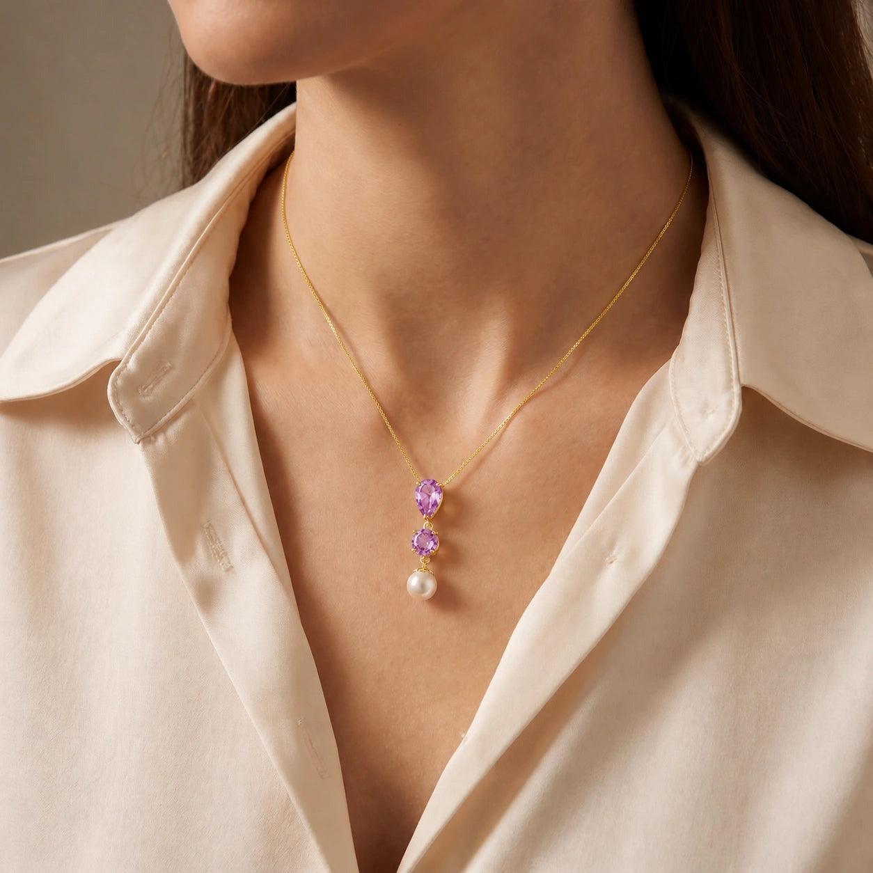 Yellow Gold Atelier Necklace Pink Topaz 10K — Domitilla