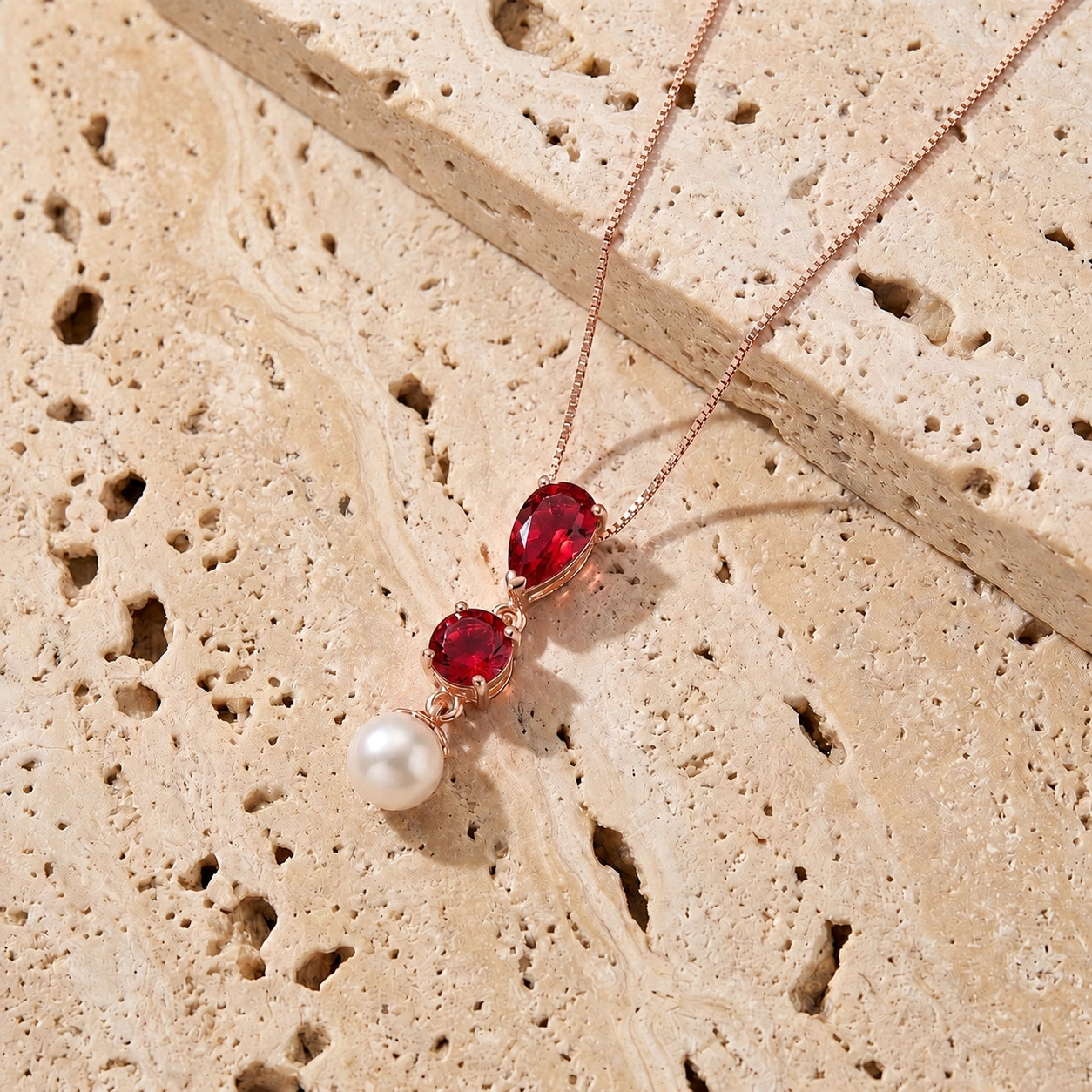 Rose Gold Atelier Necklace Ruby 10K — Domitilla