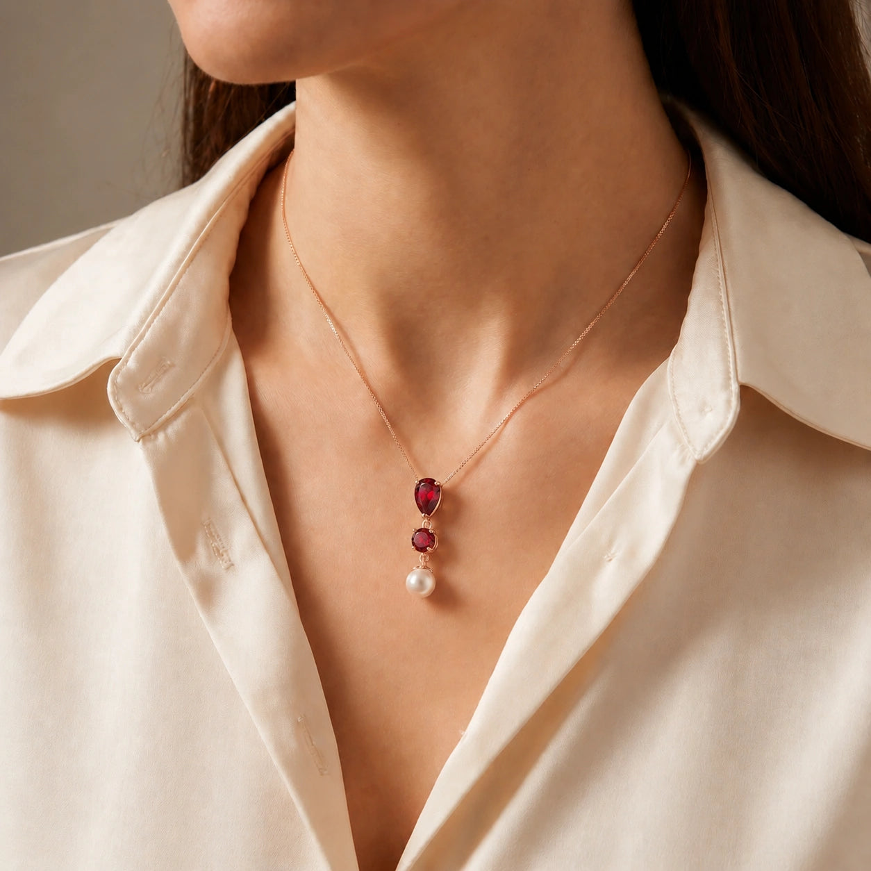Rose Gold Atelier Necklace Ruby 10K — Domitilla